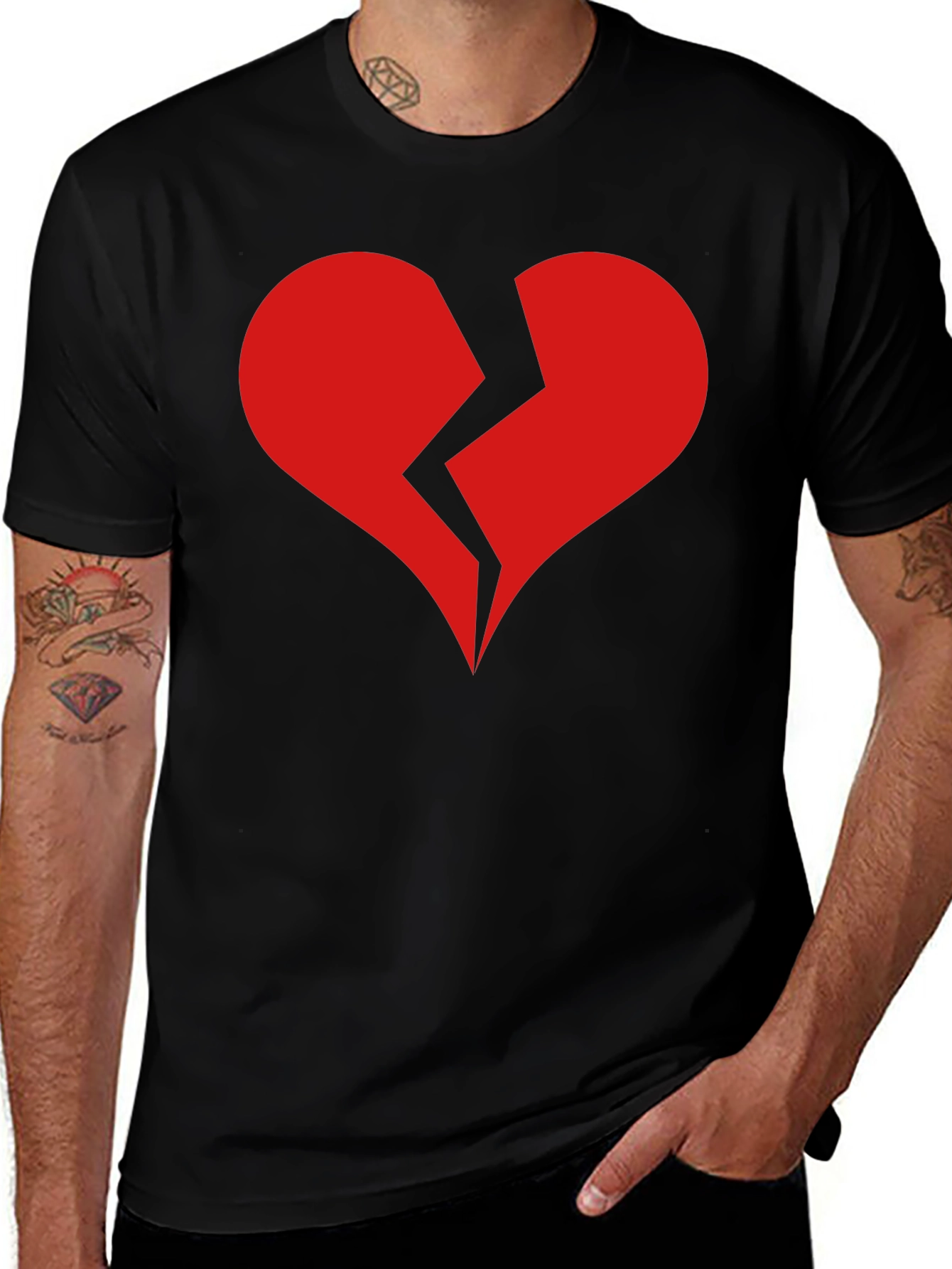 Broken Heart Graphic T-Shirt - Black