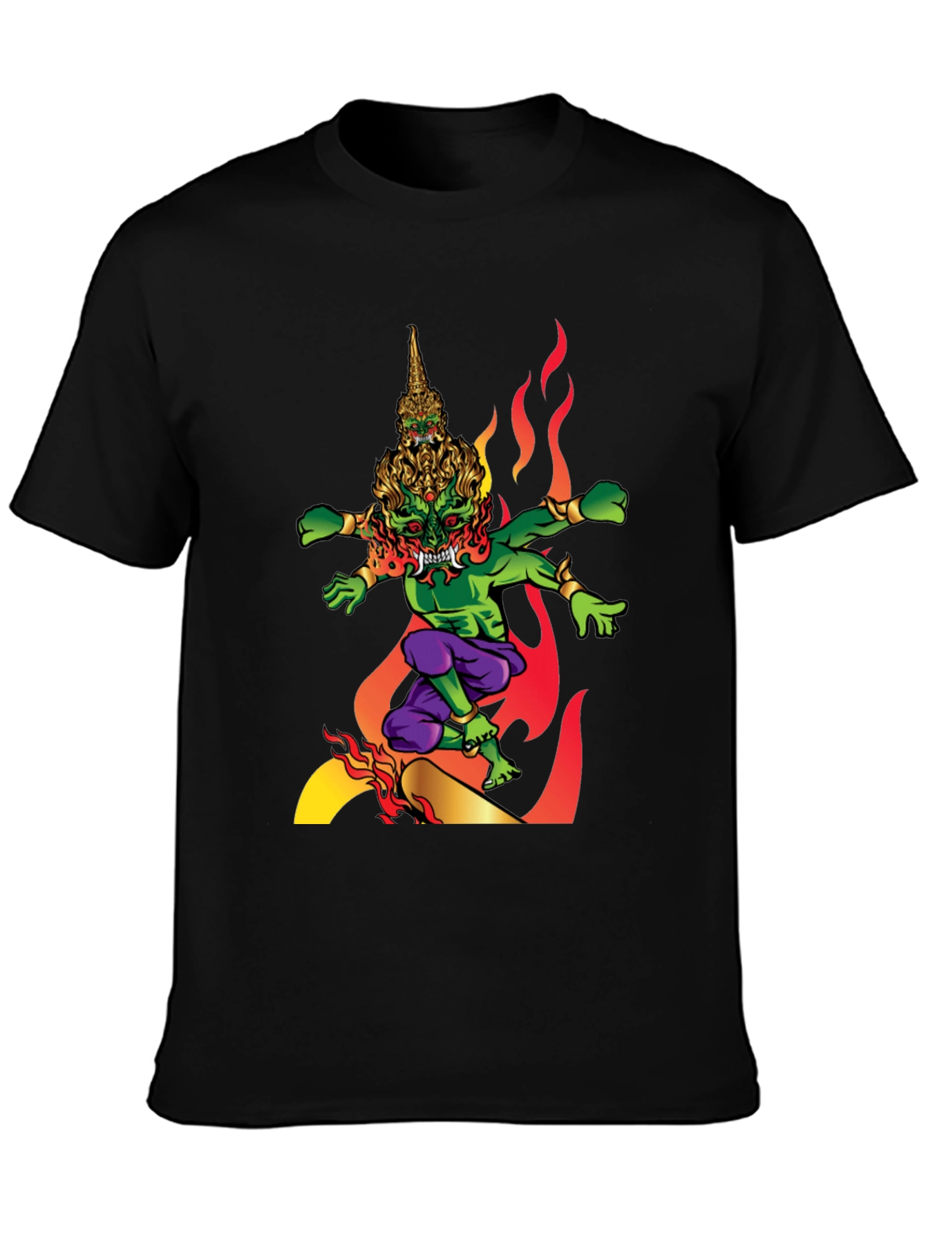 Fiery Demon Graphic Tee - Black