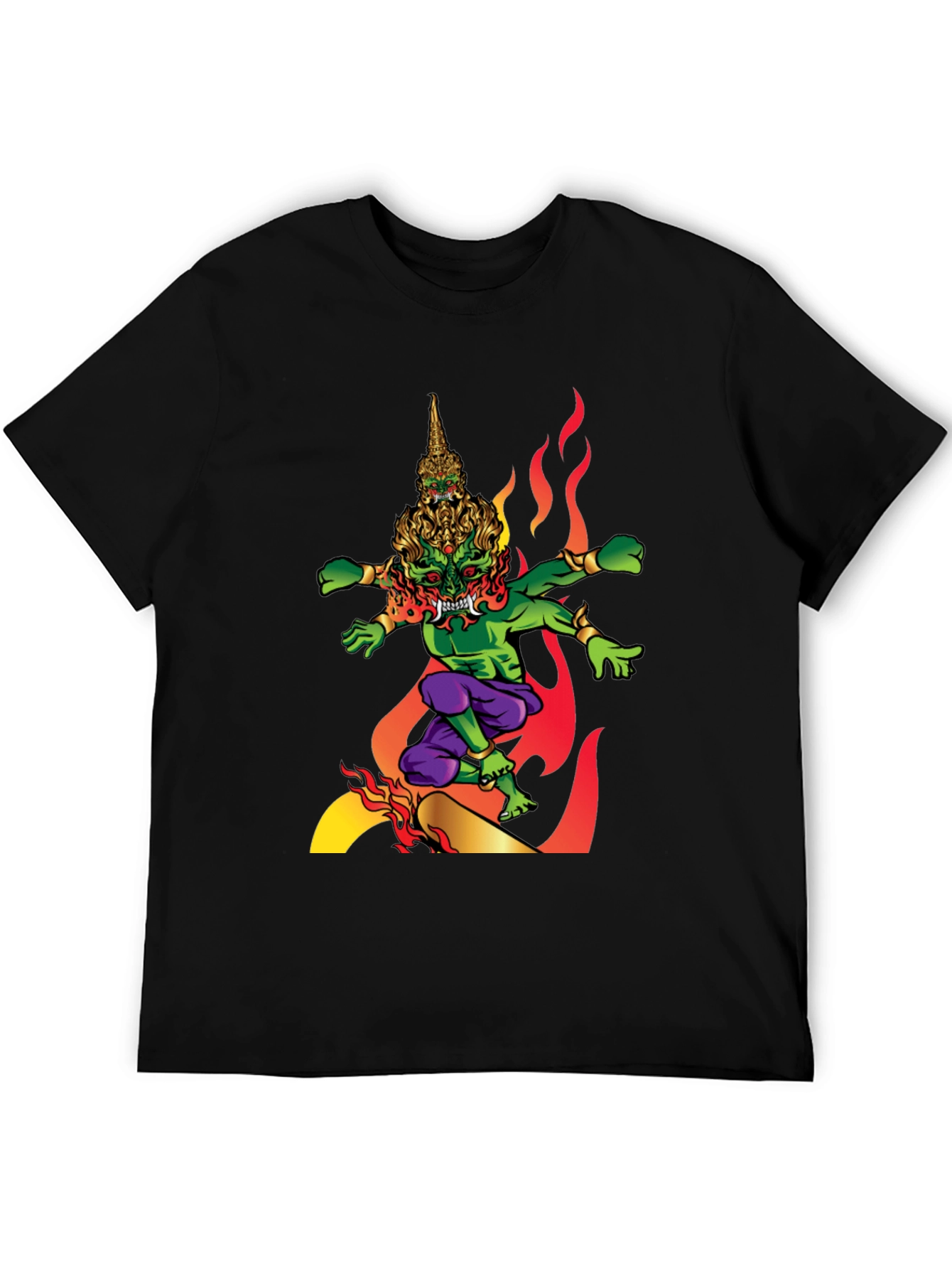 Fiery Demon Graphic Tee - Black