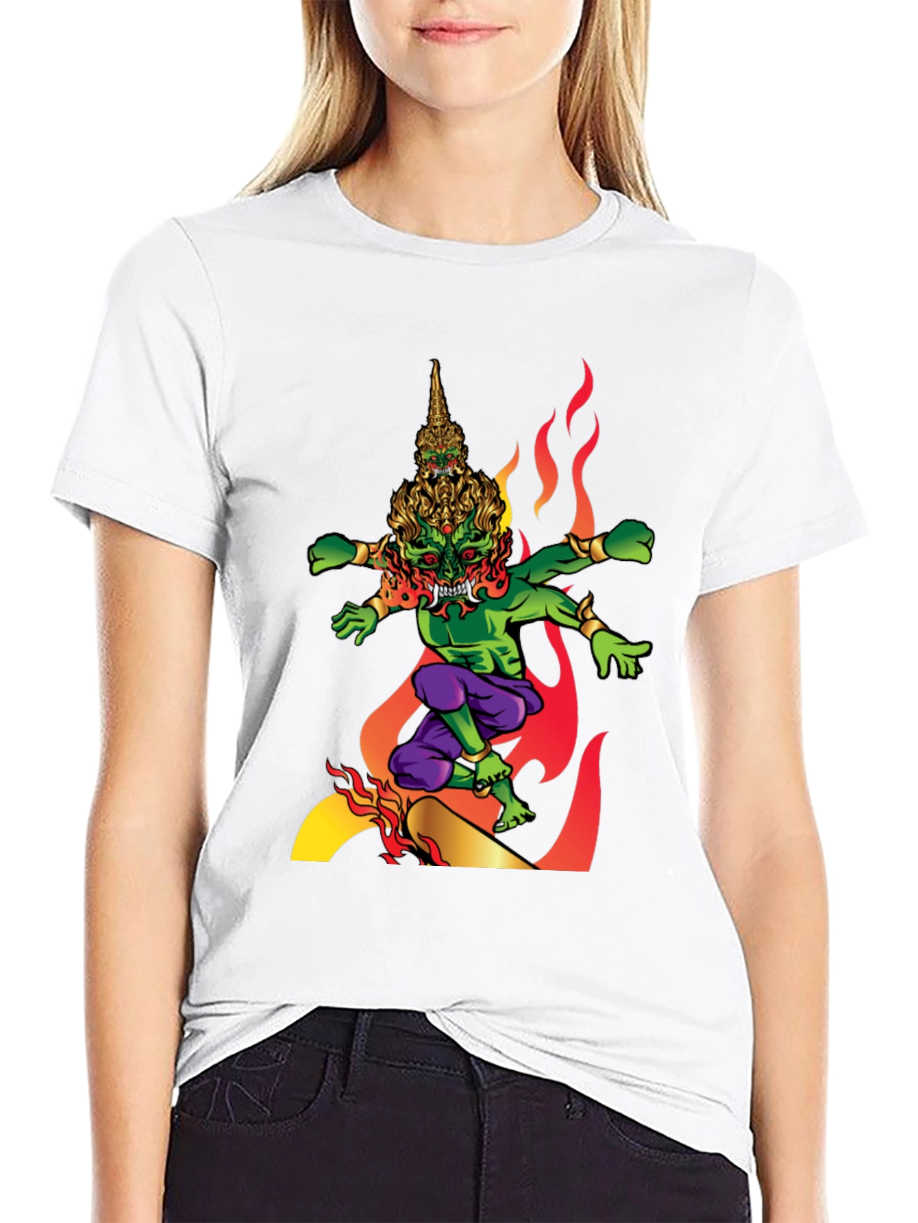 Fiery Demon Graphic Tee - Black