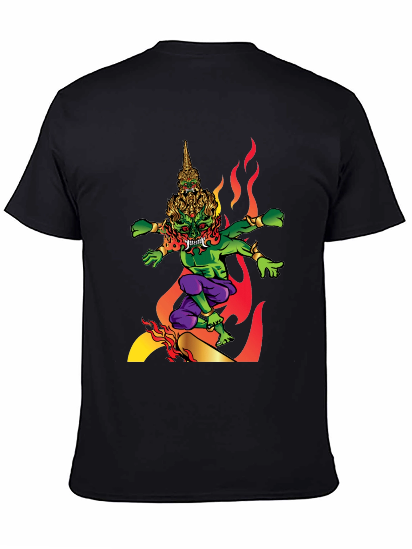 Fiery Demon Graphic Tee - Black