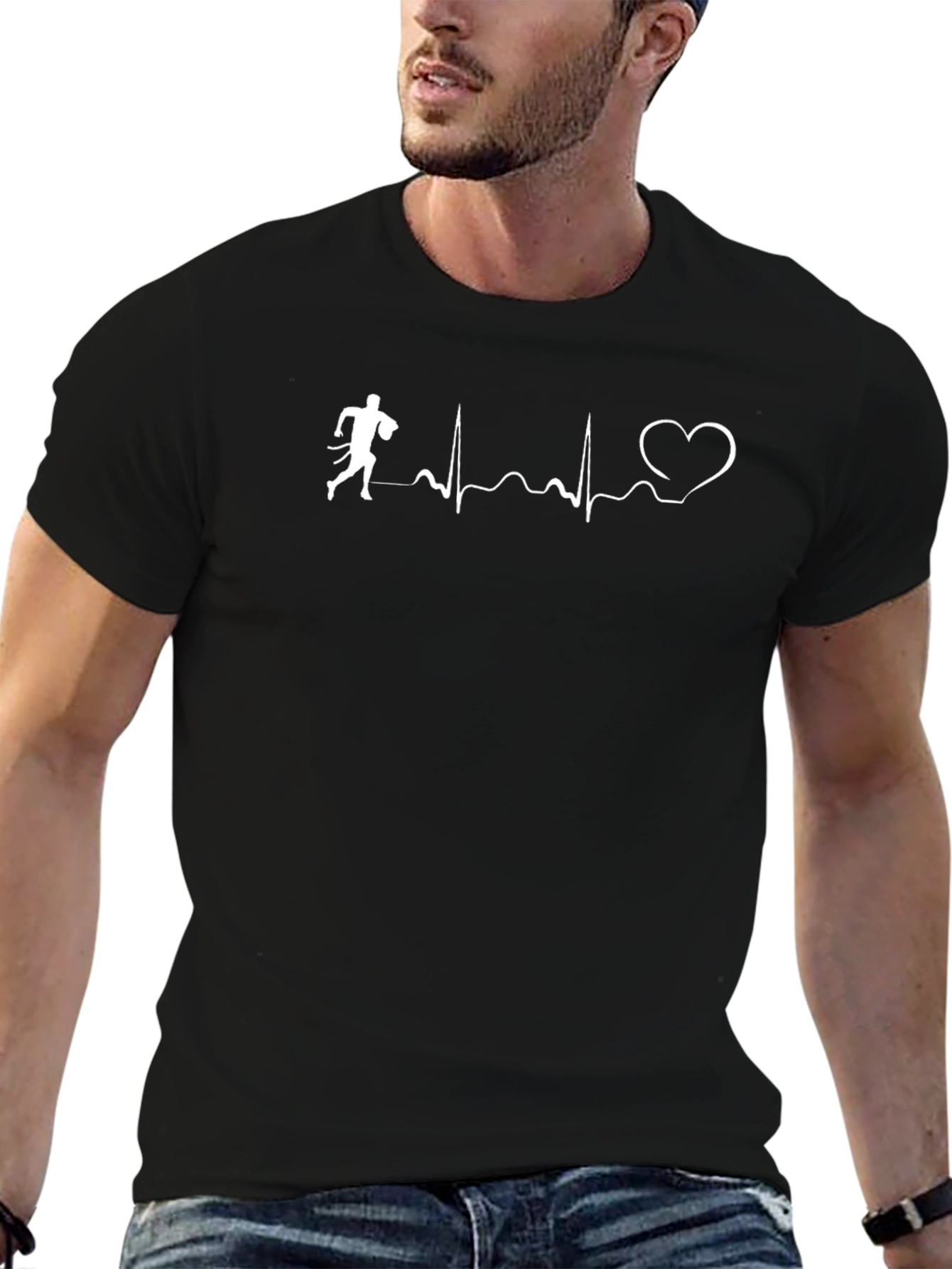 Runner Heartbeat Graphic T-Shirt - Black