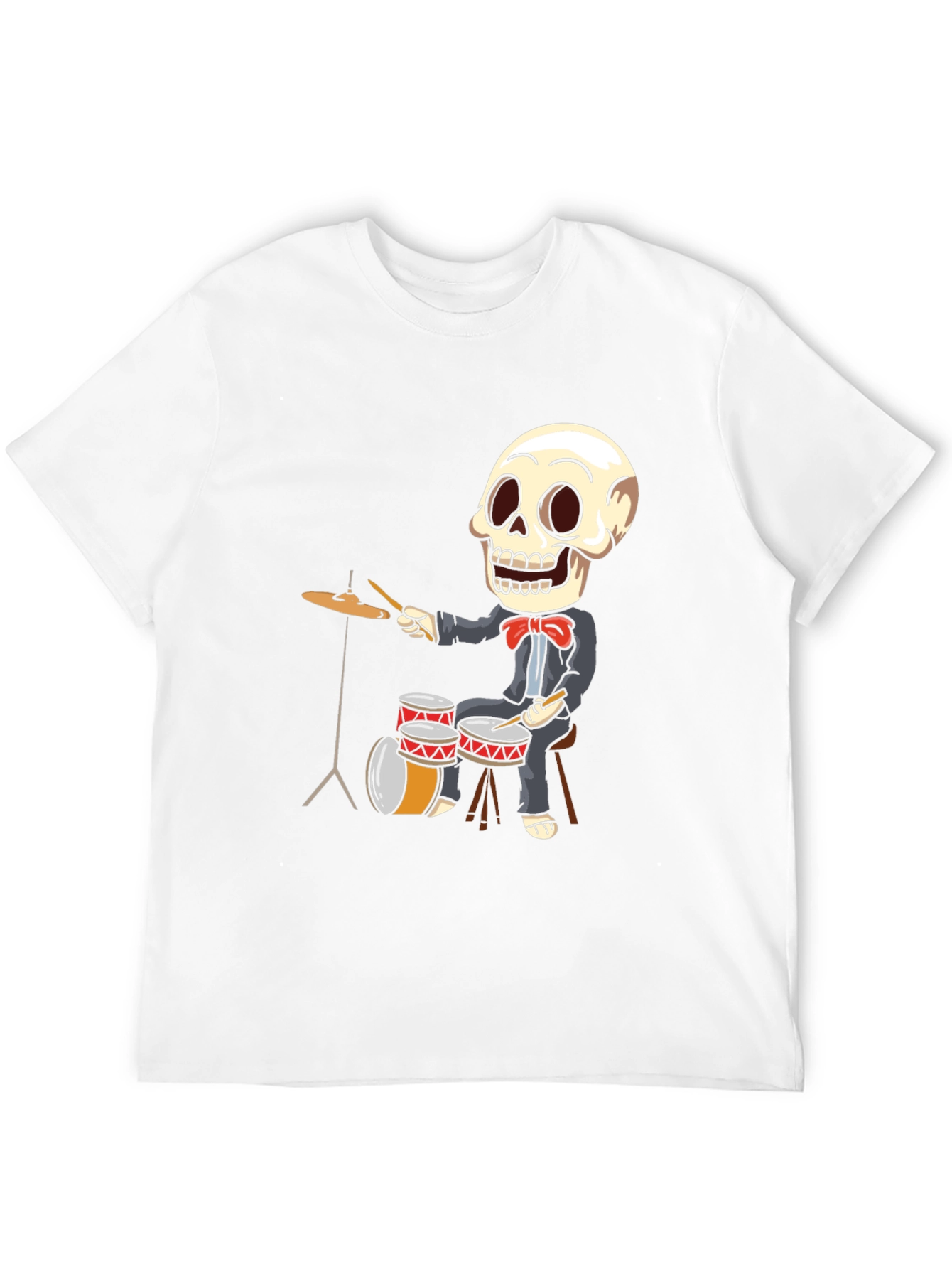 Skeleton Drummer T-Shirt - Black Cotton Tee