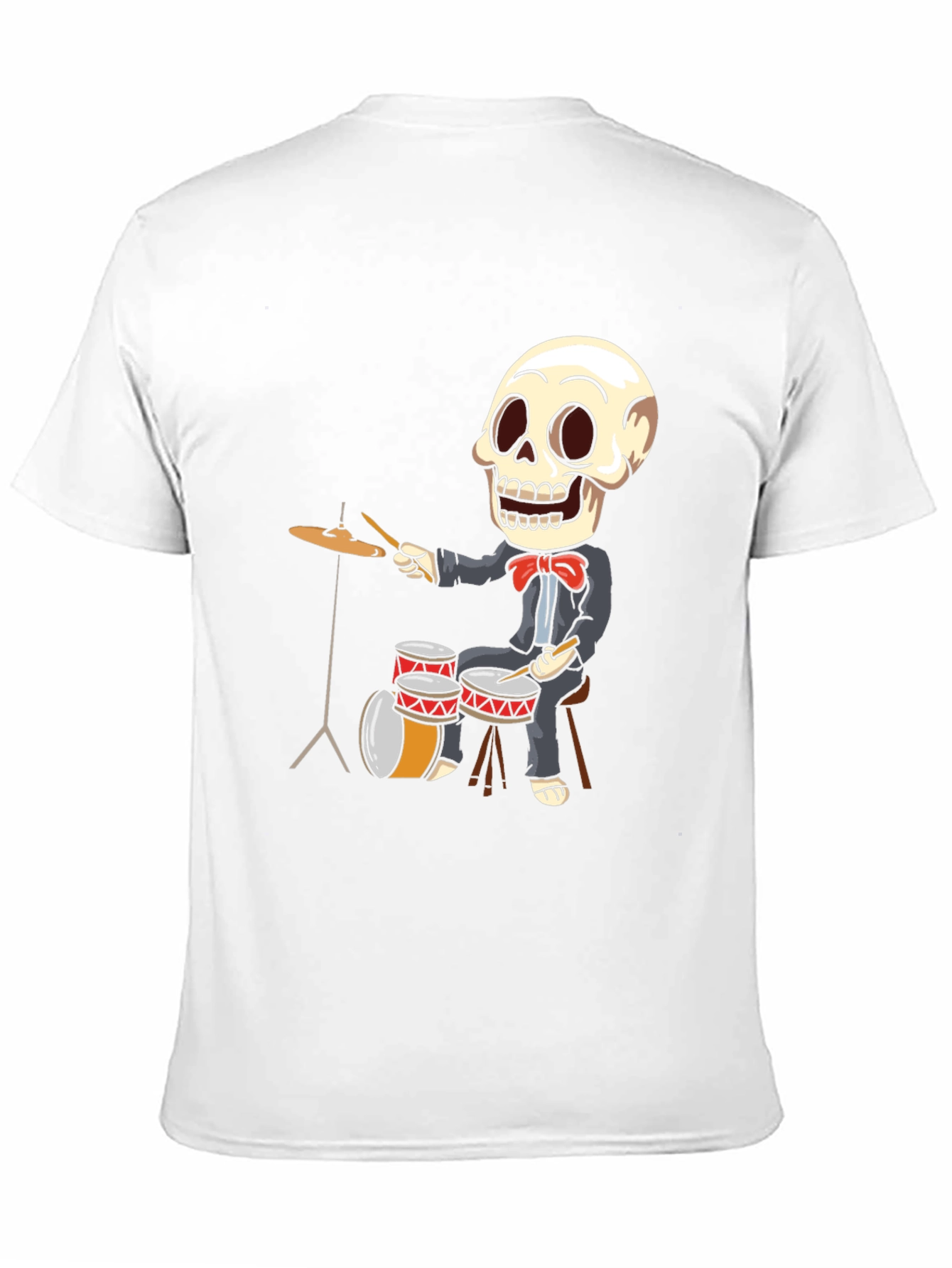 Skeleton Drummer T-Shirt - Black Cotton Tee