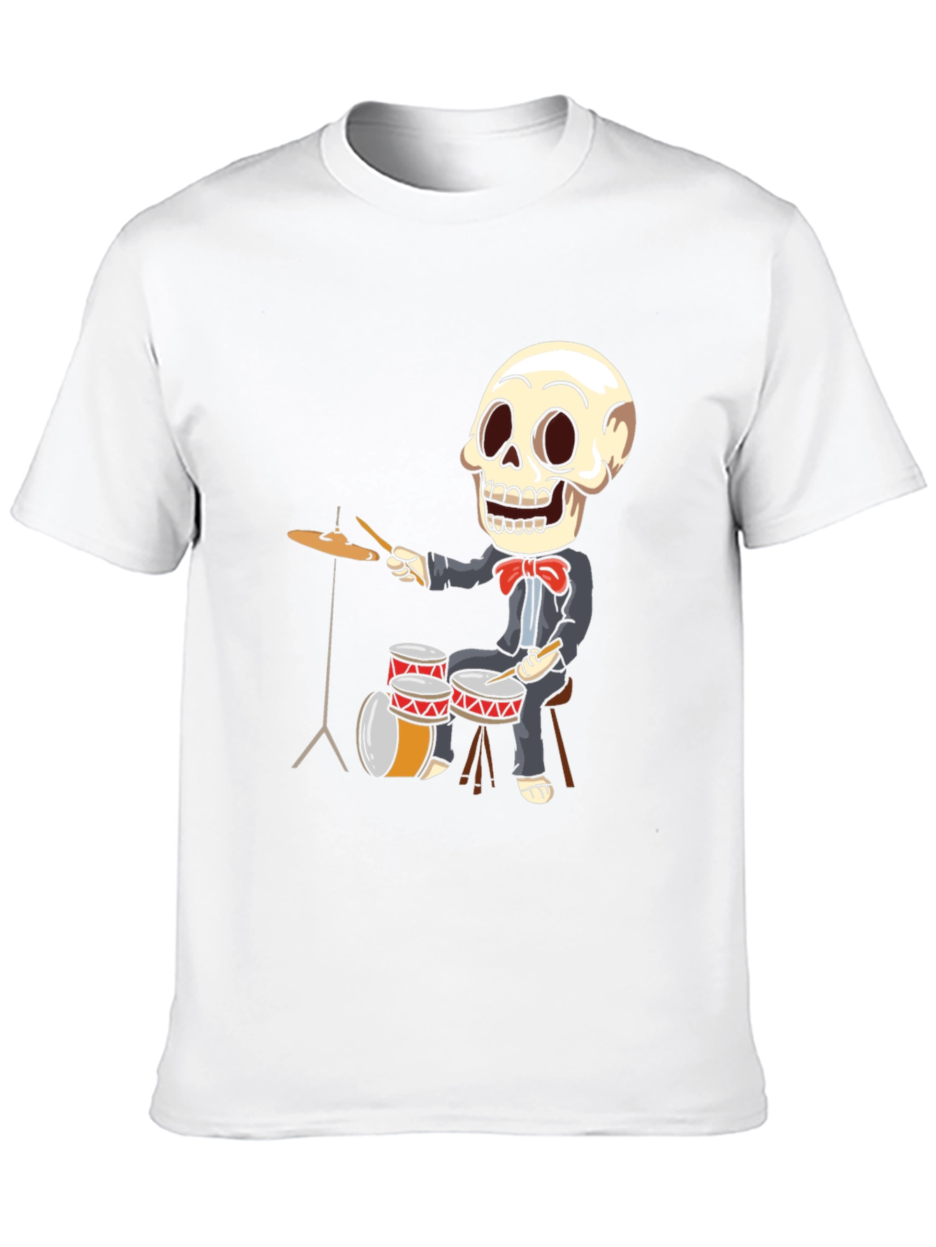 Skeleton Drummer T-Shirt - Black Cotton Tee