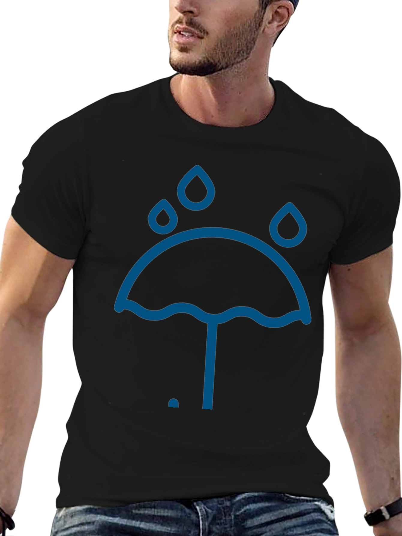 Umbrella Raindrops Graphic T-Shirt - Stylish Comfort