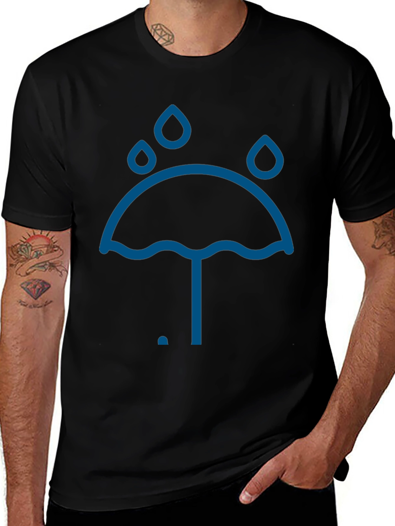 Umbrella Raindrops Graphic T-Shirt - Stylish Comfort