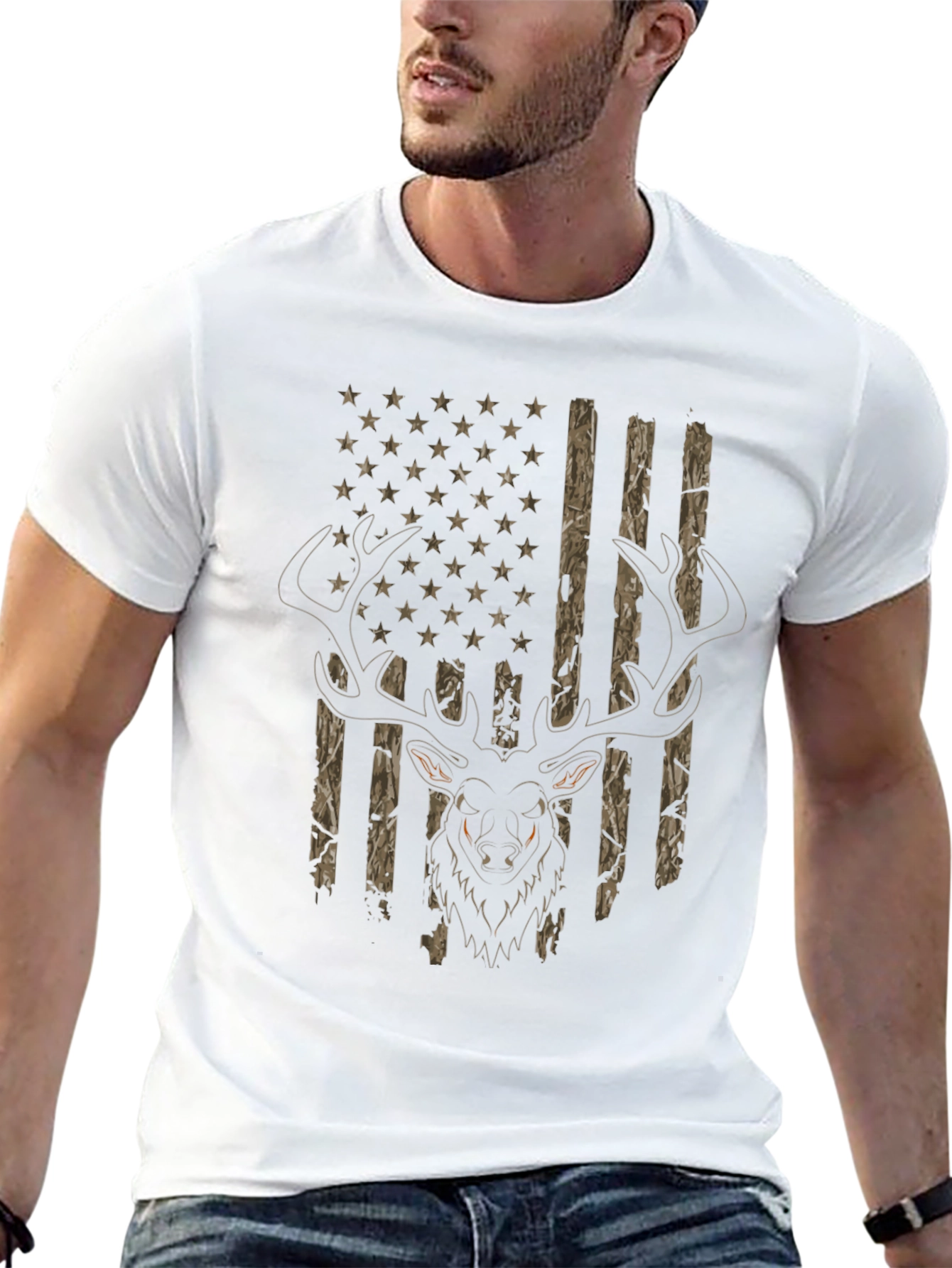 Deer Hunting USA Flag T-Shirt