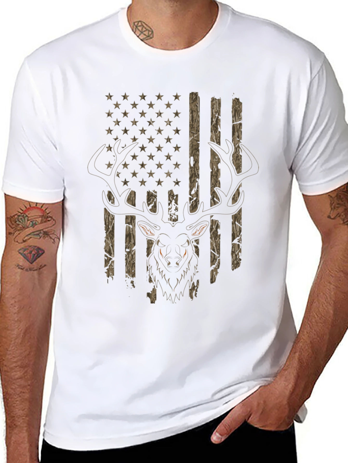 Deer Hunting USA Flag T-Shirt