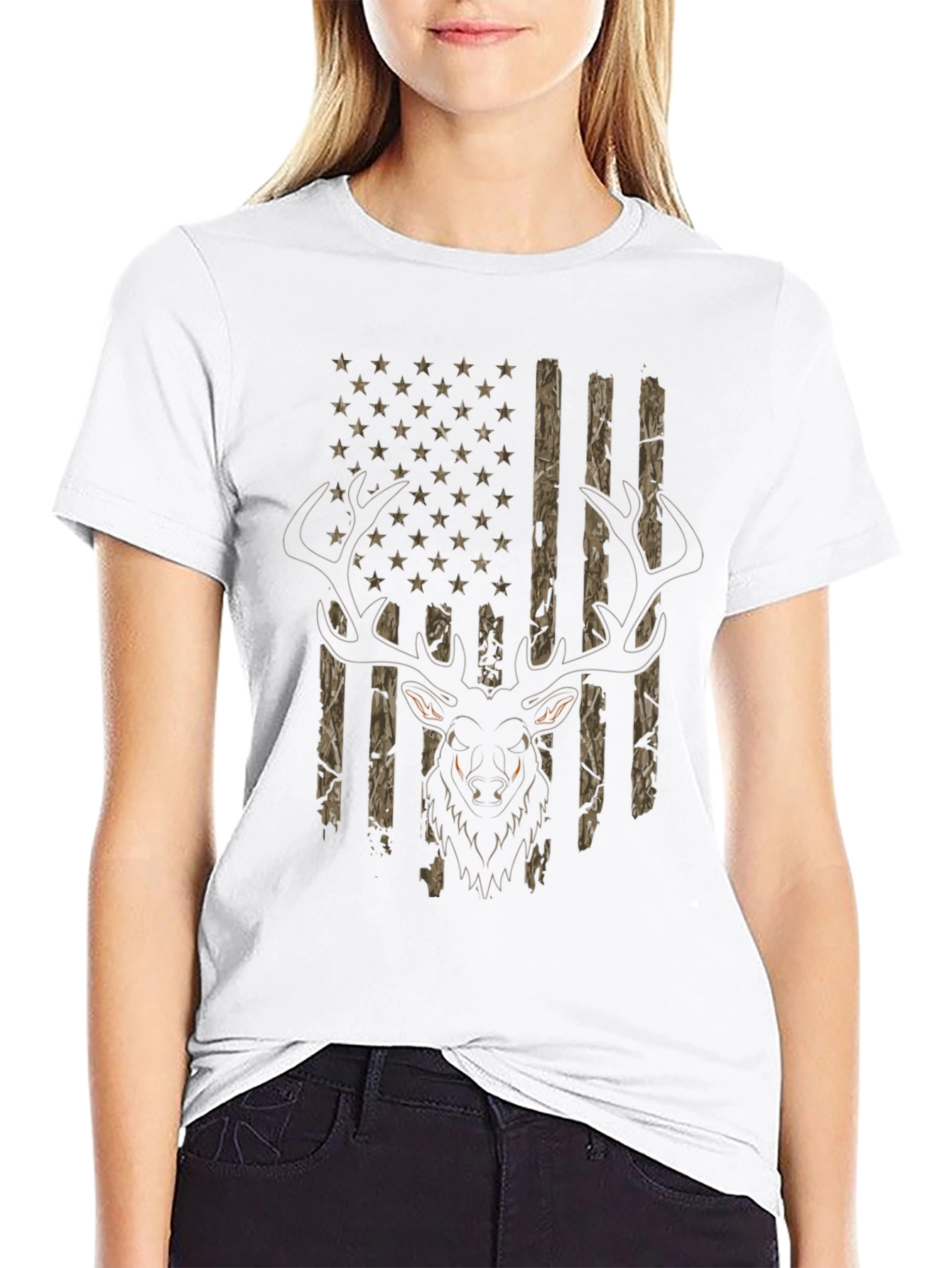 Deer Hunting USA Flag T-Shirt