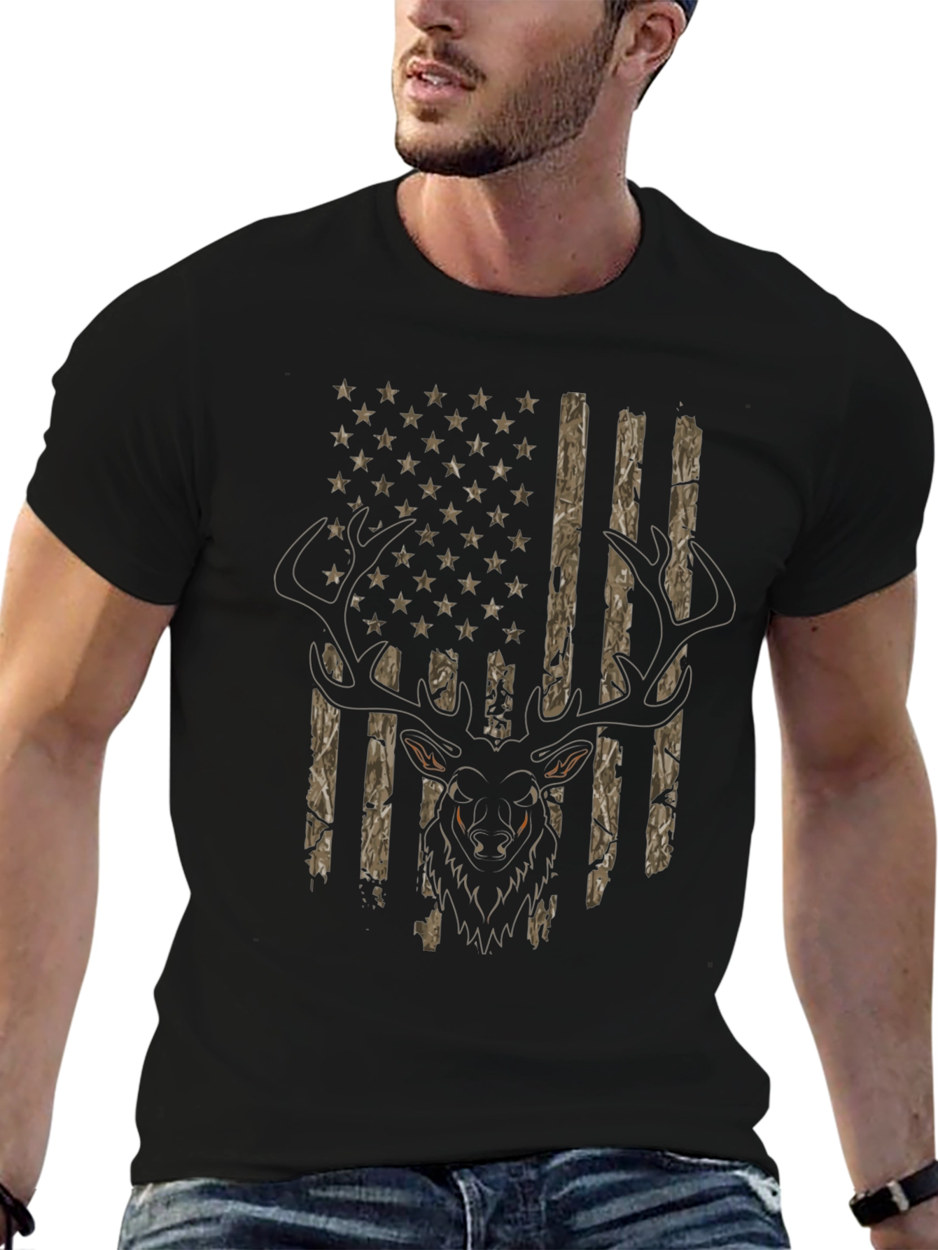 Deer Hunting USA Flag T-Shirt