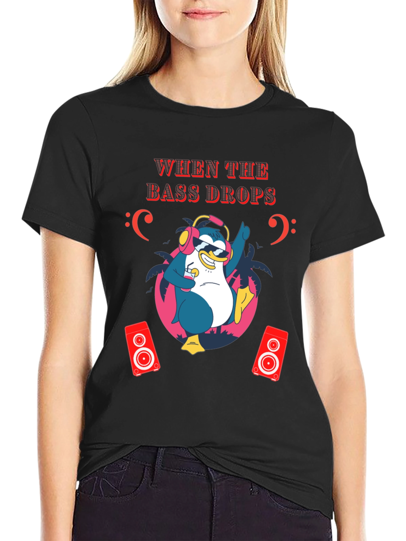 Bass Drops Penguin Graphic Tee - Party Ready!