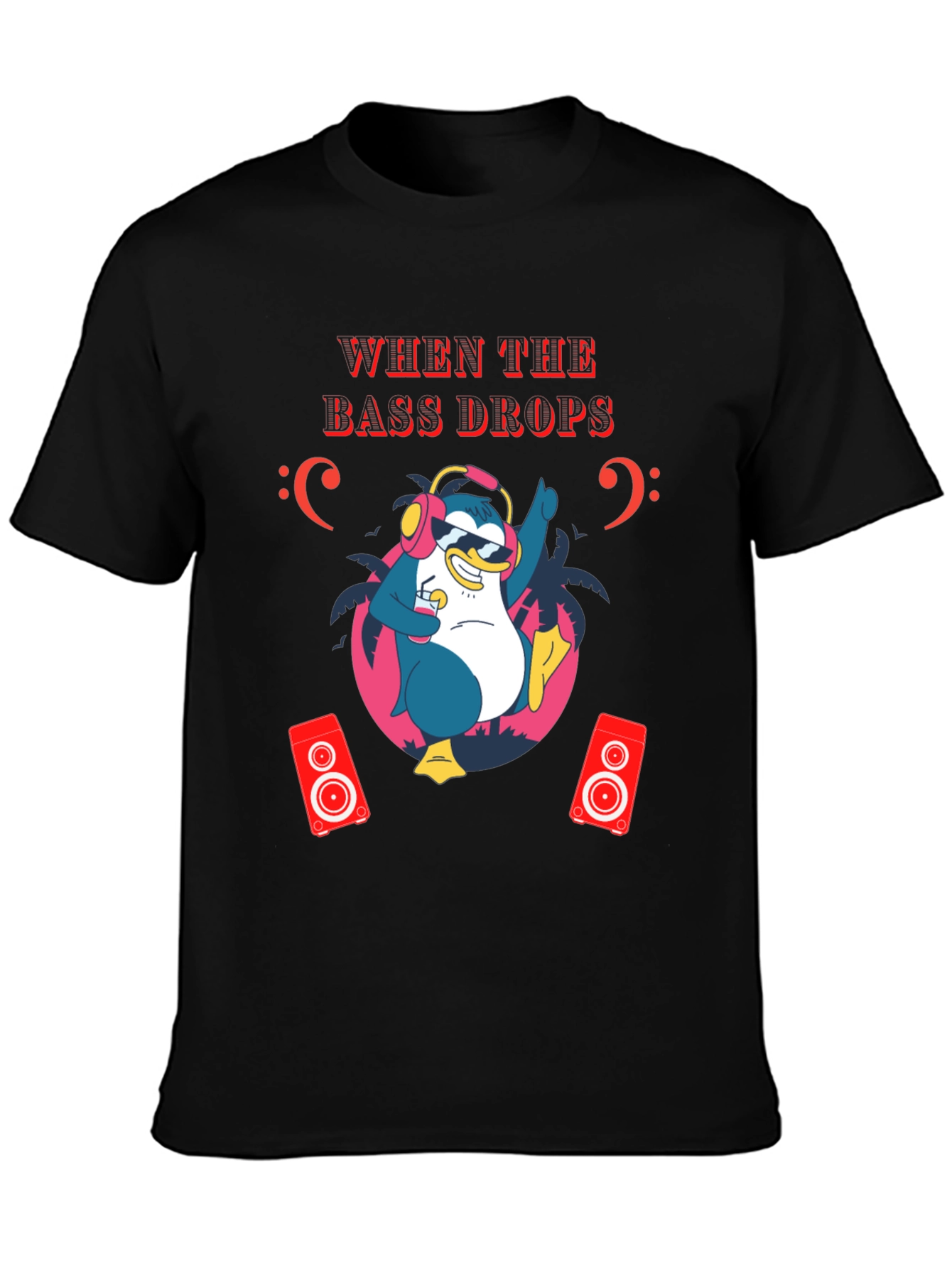 Bass Drops Penguin Graphic Tee - Party Ready!