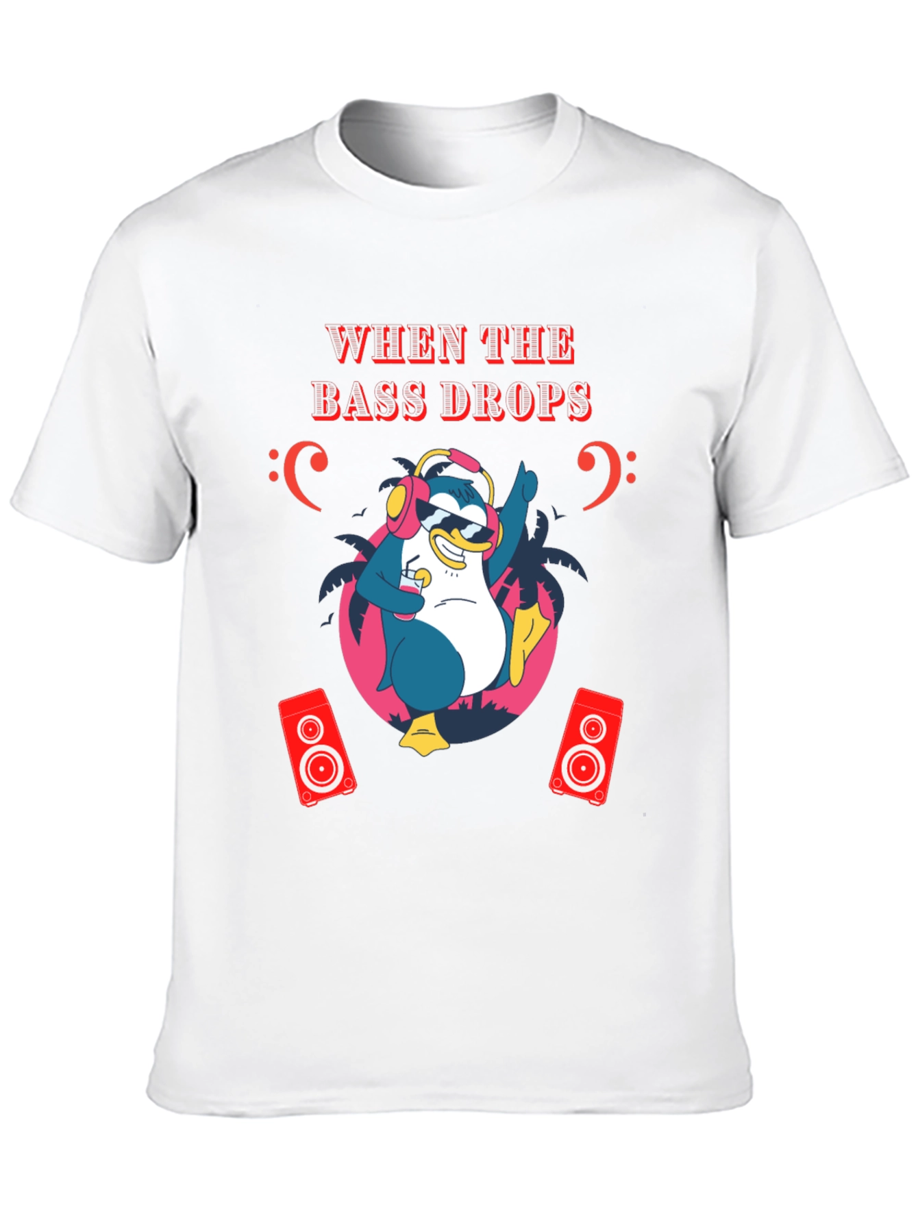 Bass Drops Penguin Graphic Tee - Party Ready!