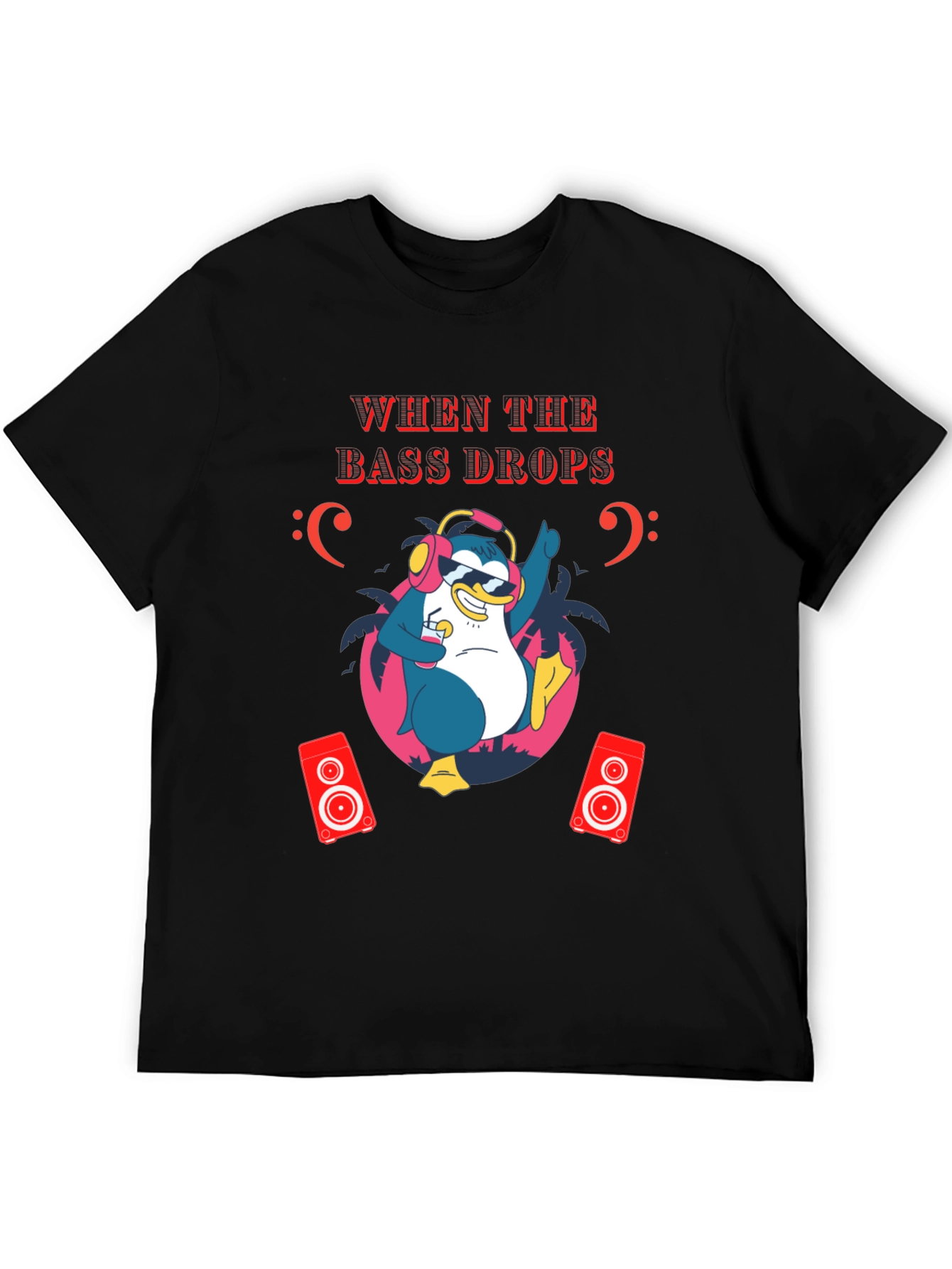 Bass Drops Penguin Graphic Tee - Party Ready!