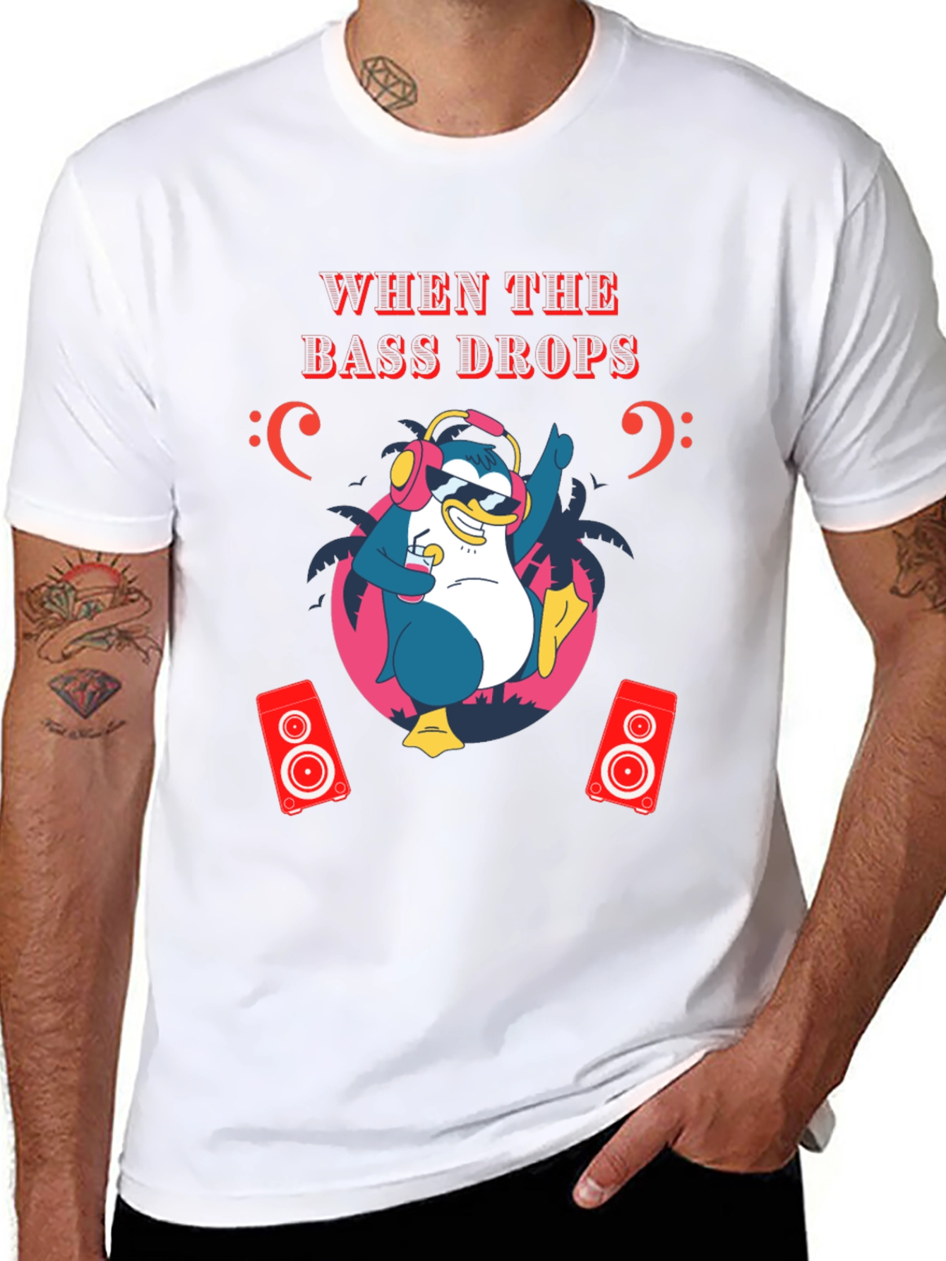 Bass Drops Penguin Graphic Tee - Party Ready!