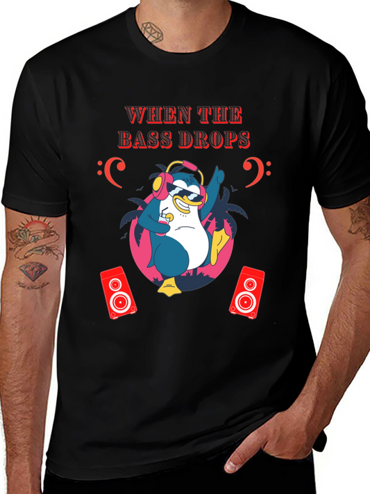 Bass Drops Penguin Graphic Tee - Party Ready!