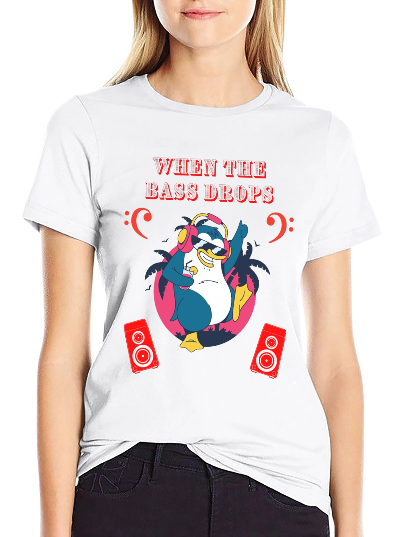 Bass Drops Penguin Graphic Tee - Party Ready!