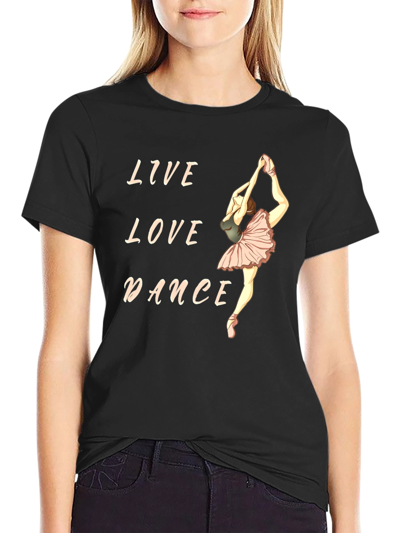 Live Love Dance T-Shirt - Ballerina Graphic Tee