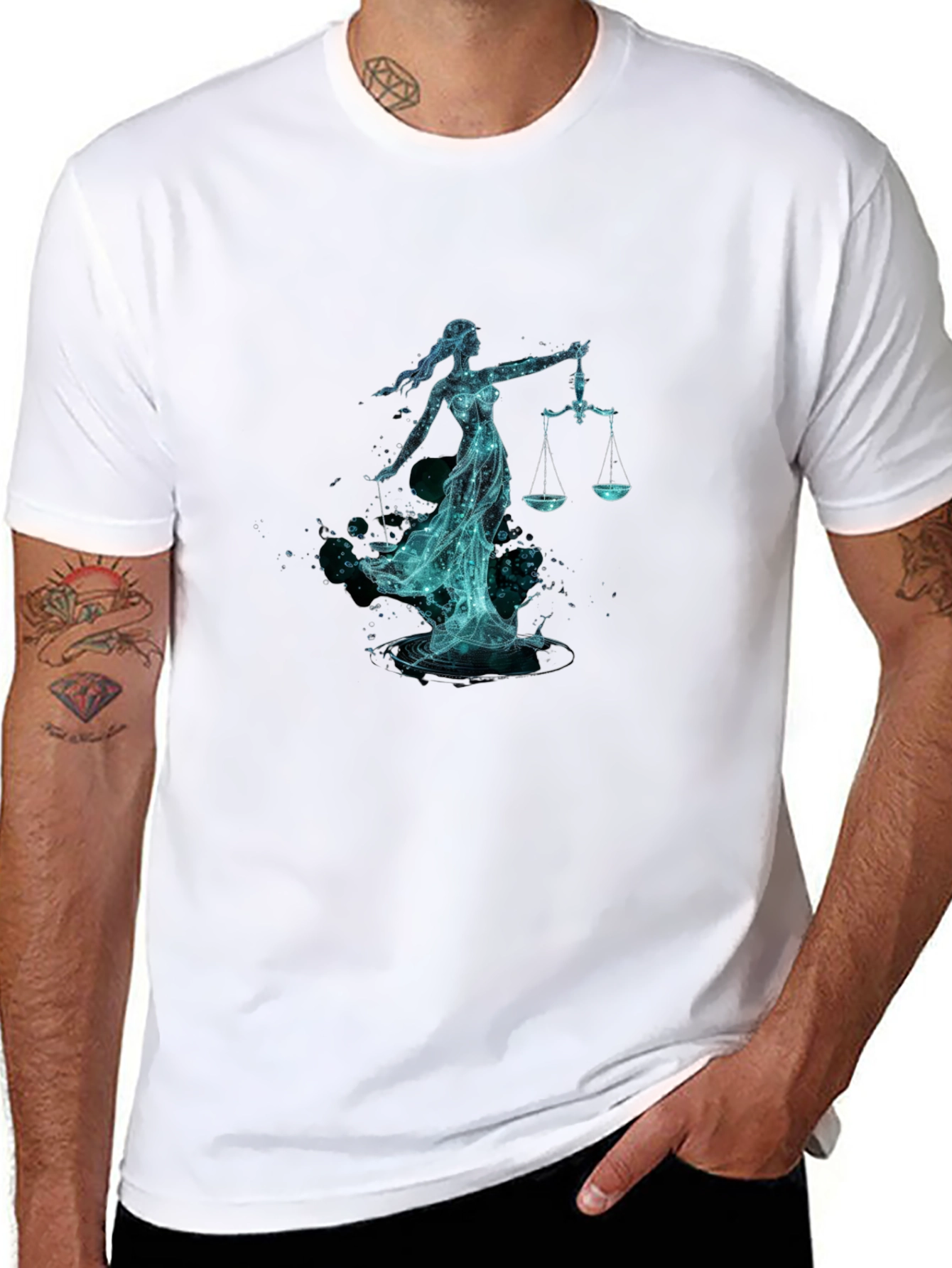 Libra Zodiac Graphic Tee - Black Cotton Comfort