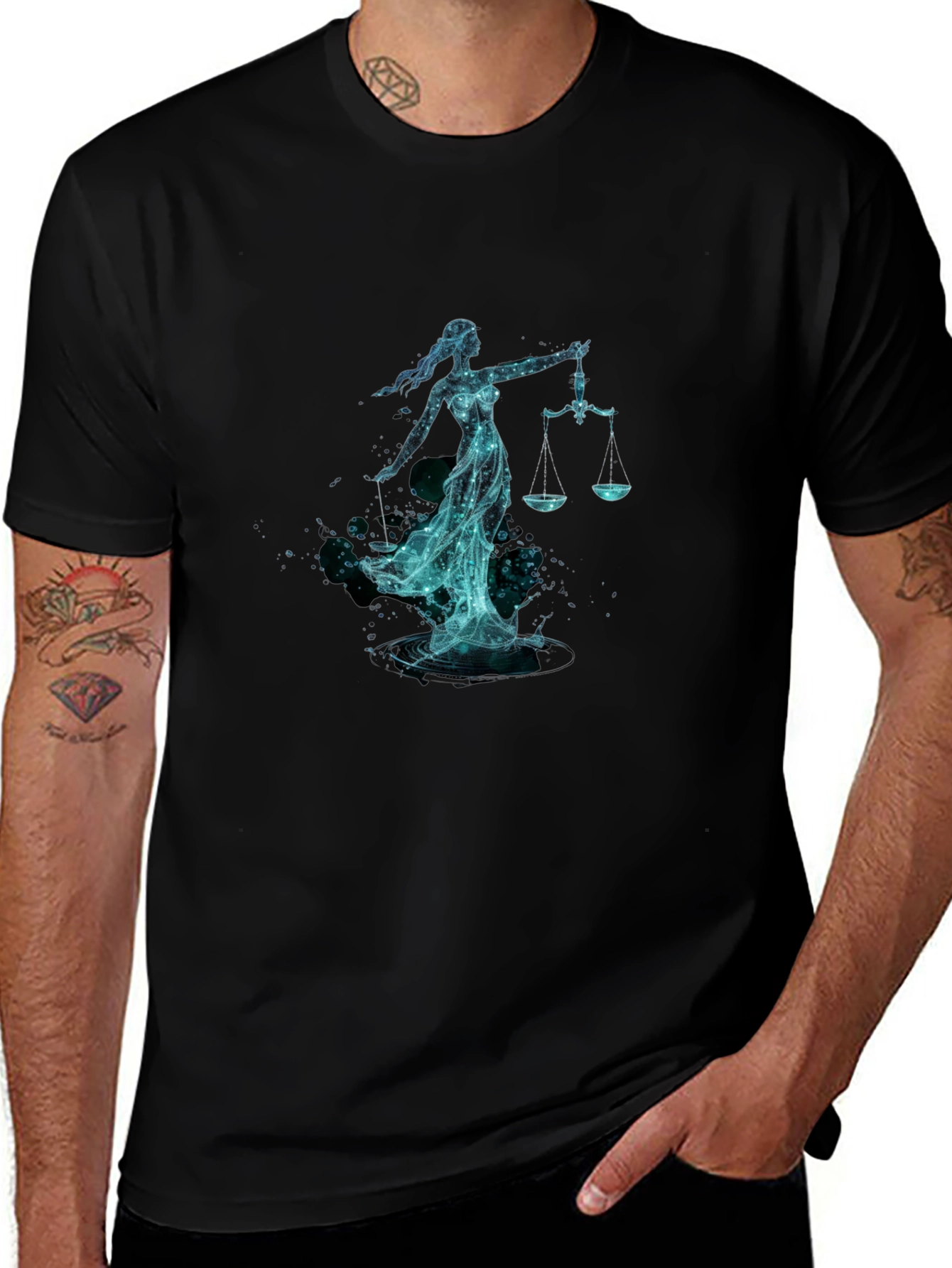 Libra Zodiac Graphic Tee - Black Cotton Comfort