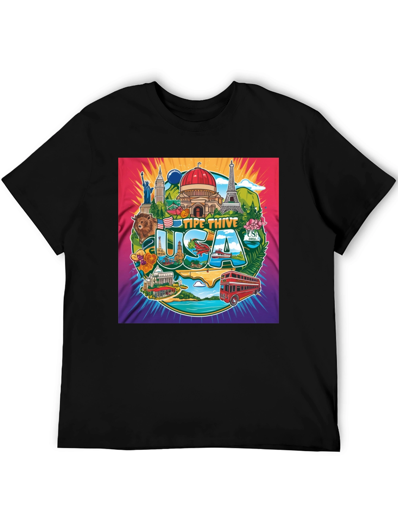 USA Landmark Graphic Tee - Travel Souvenir T-Shirt