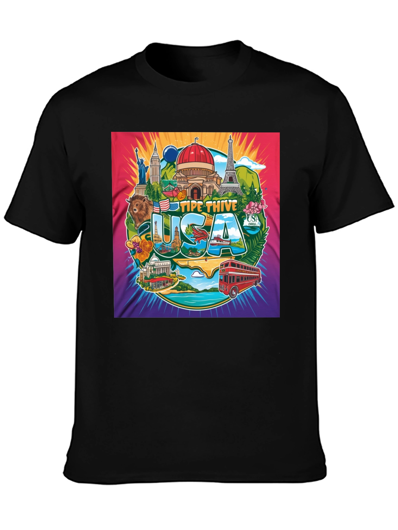 USA Landmark Graphic Tee - Travel Souvenir T-Shirt