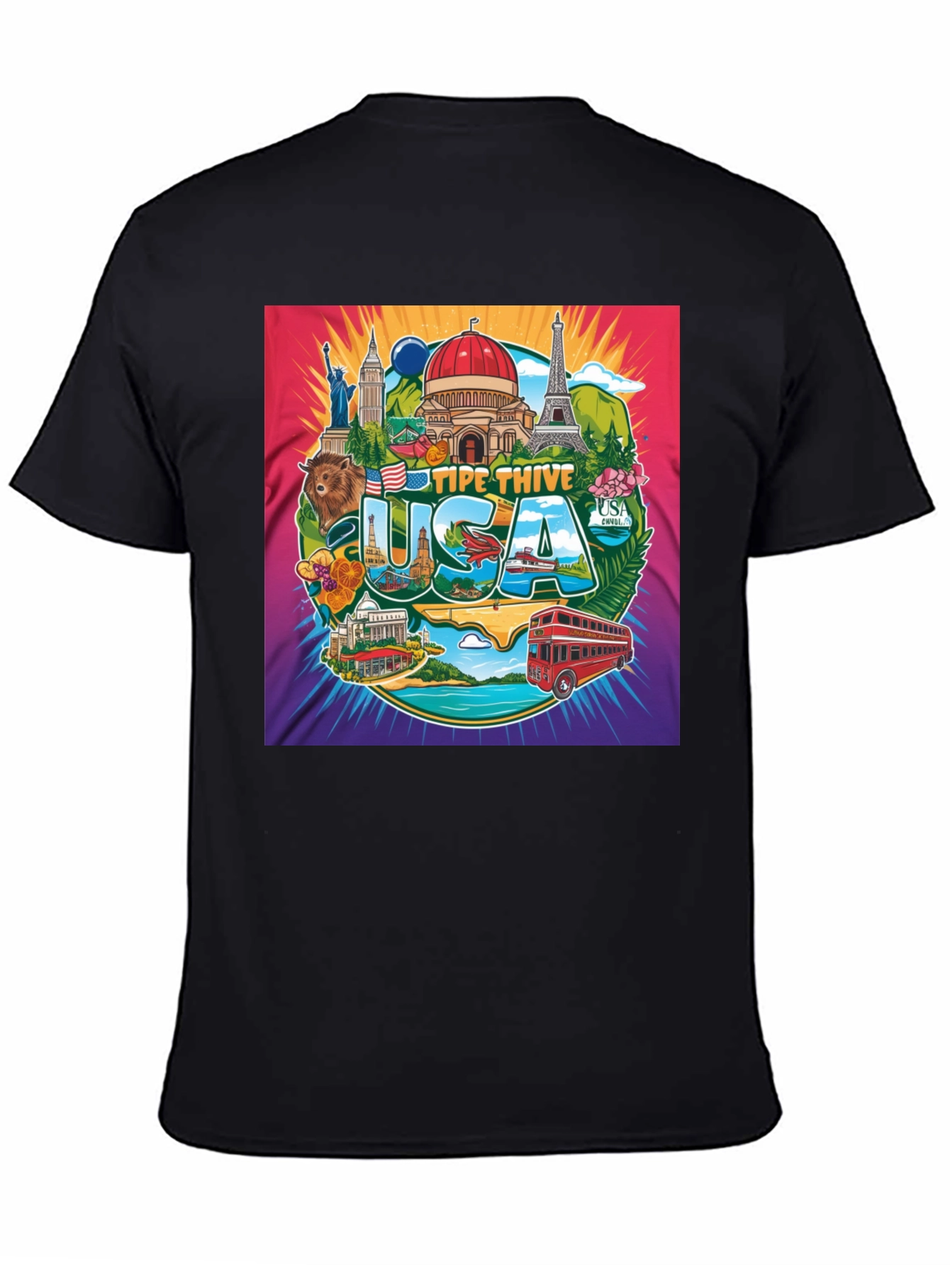 USA Landmark Graphic Tee - Travel Souvenir T-Shirt