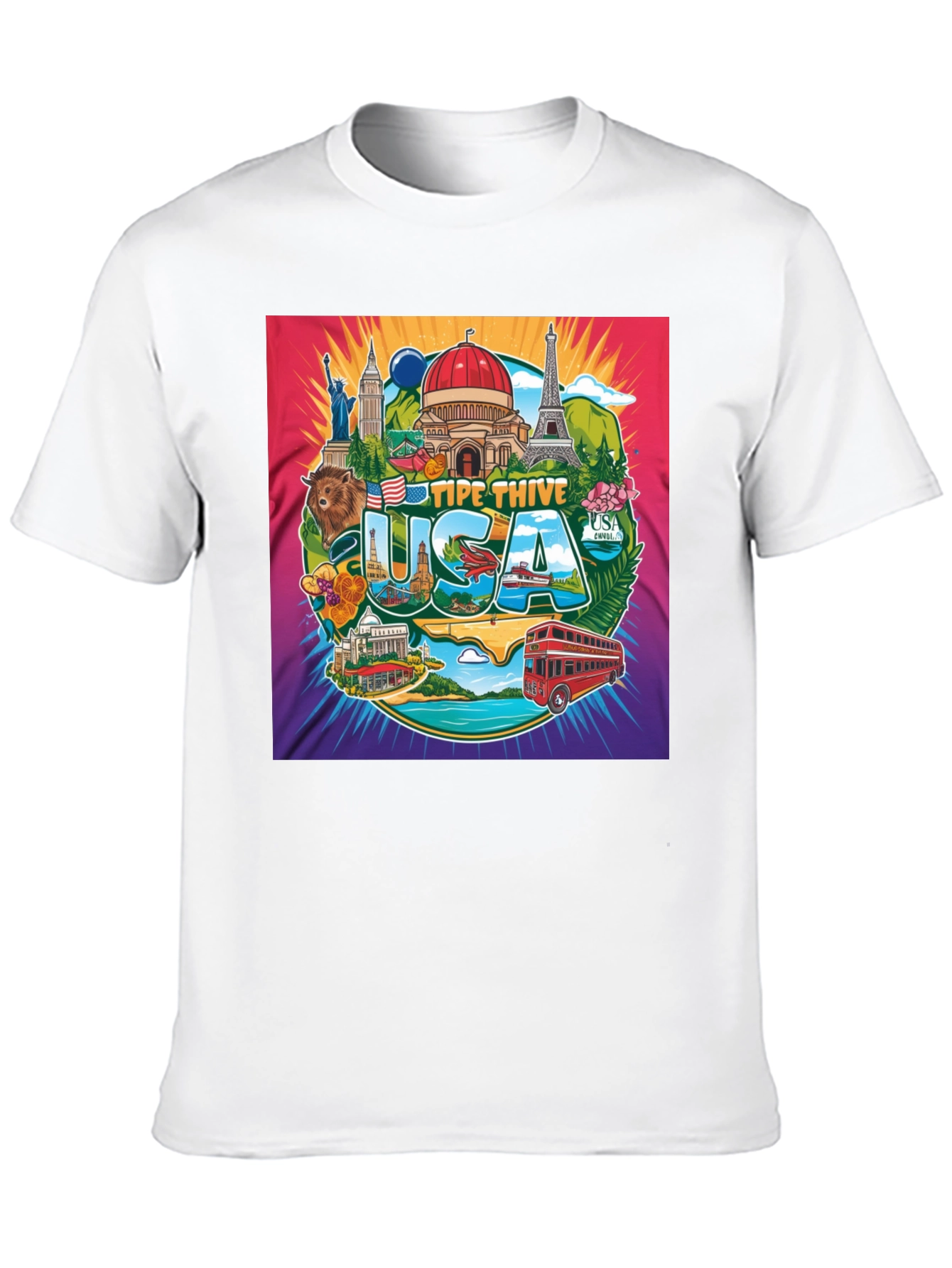 USA Landmark Graphic Tee - Travel Souvenir T-Shirt