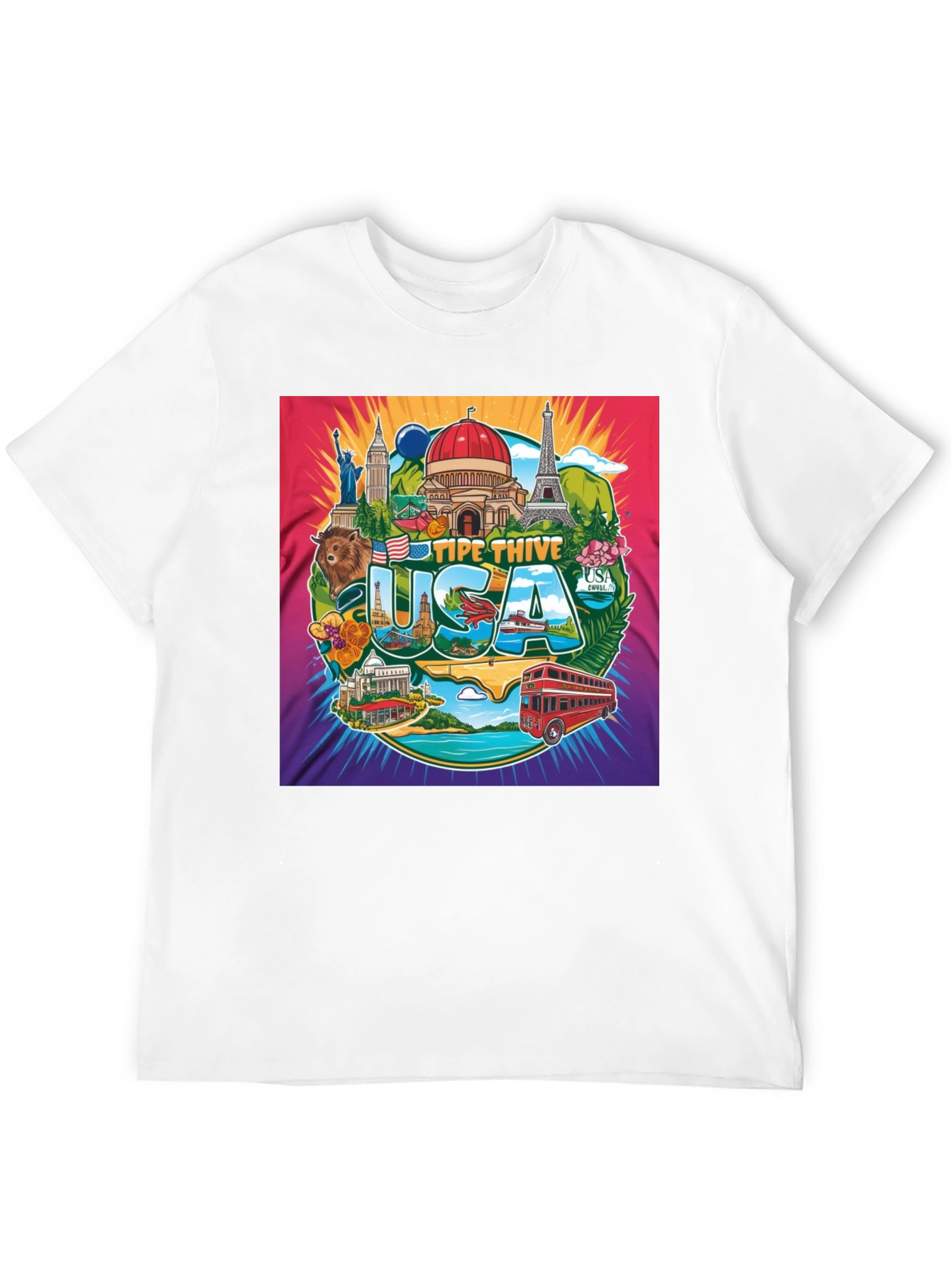 USA Landmark Graphic Tee - Travel Souvenir T-Shirt