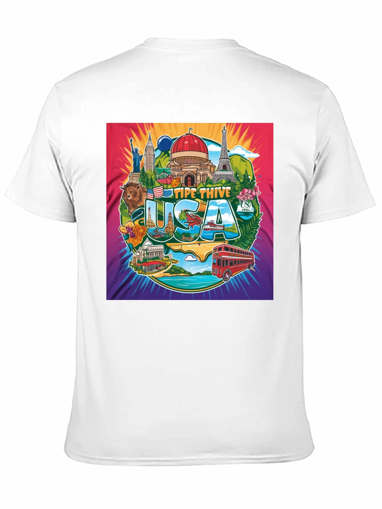 USA Landmark Graphic Tee - Travel Souvenir T-Shirt