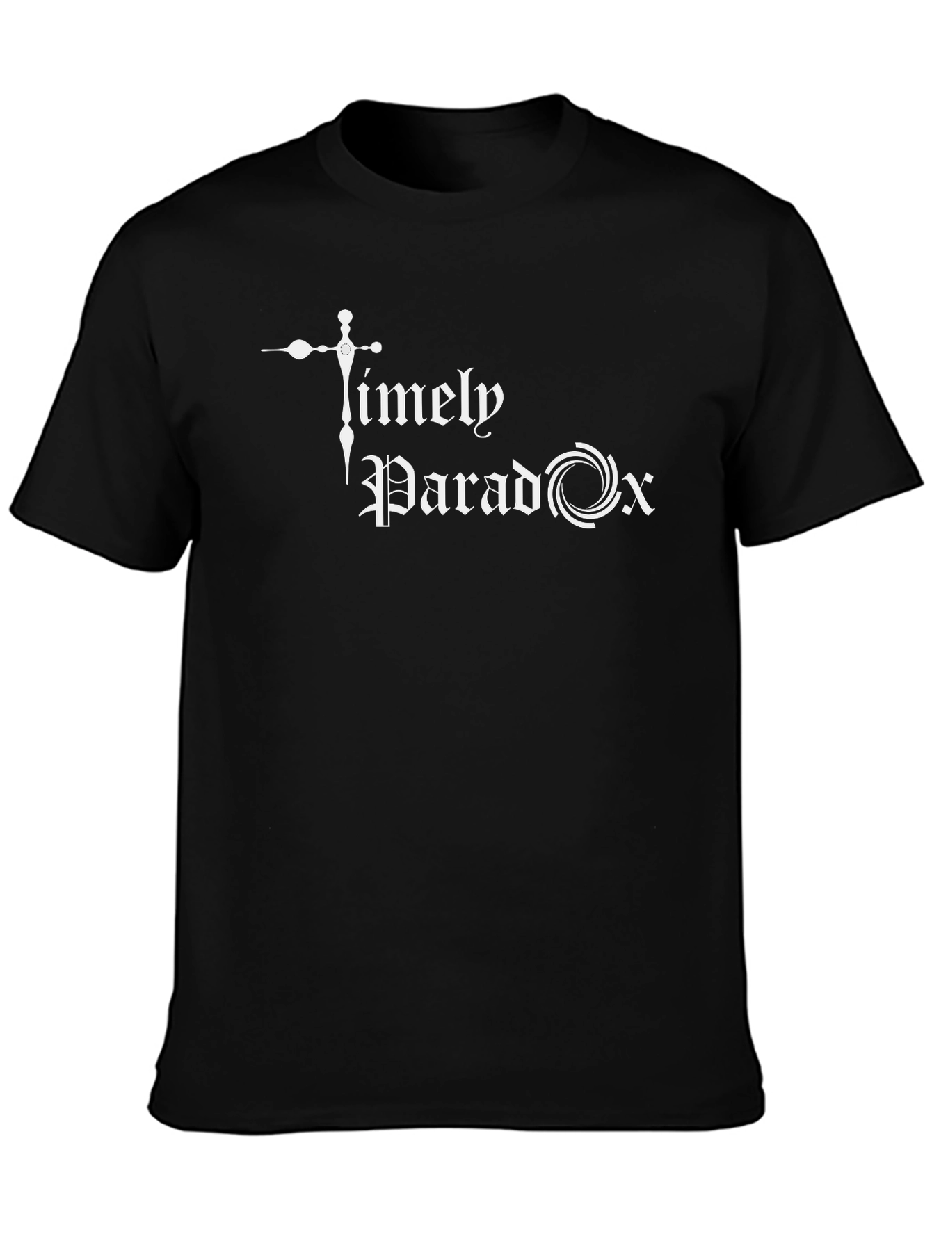 Timely Paradox Black Graphic Tee - Modern Style