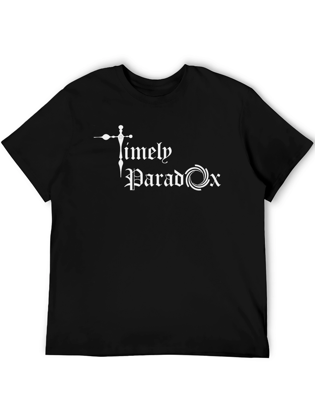 Timely Paradox Black Graphic Tee - Modern Style
