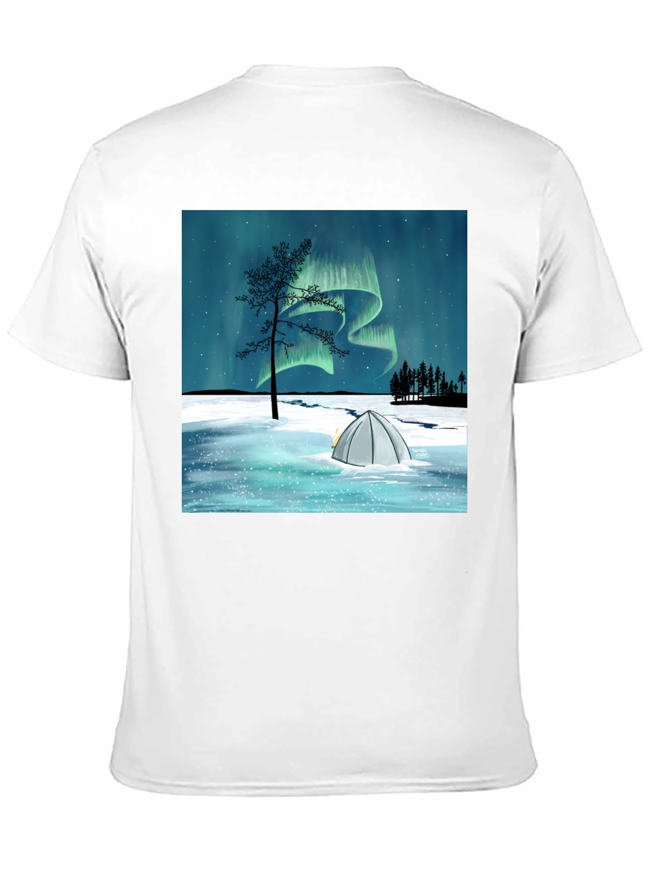 Northern Lights Camping Tee - Black Graphic T-Shirt