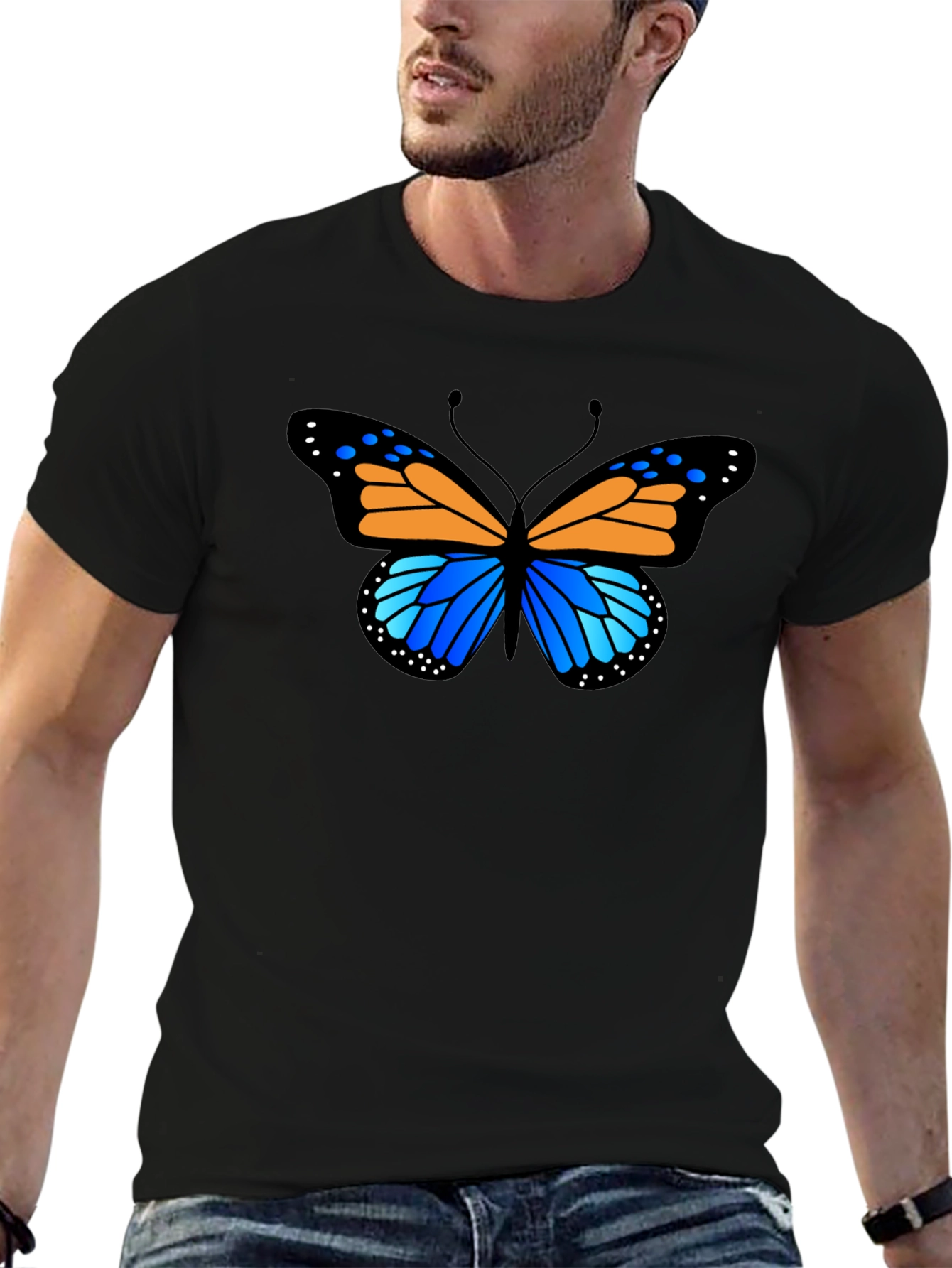 Butterfly Graphic Tee - Stylish Black T-Shirt