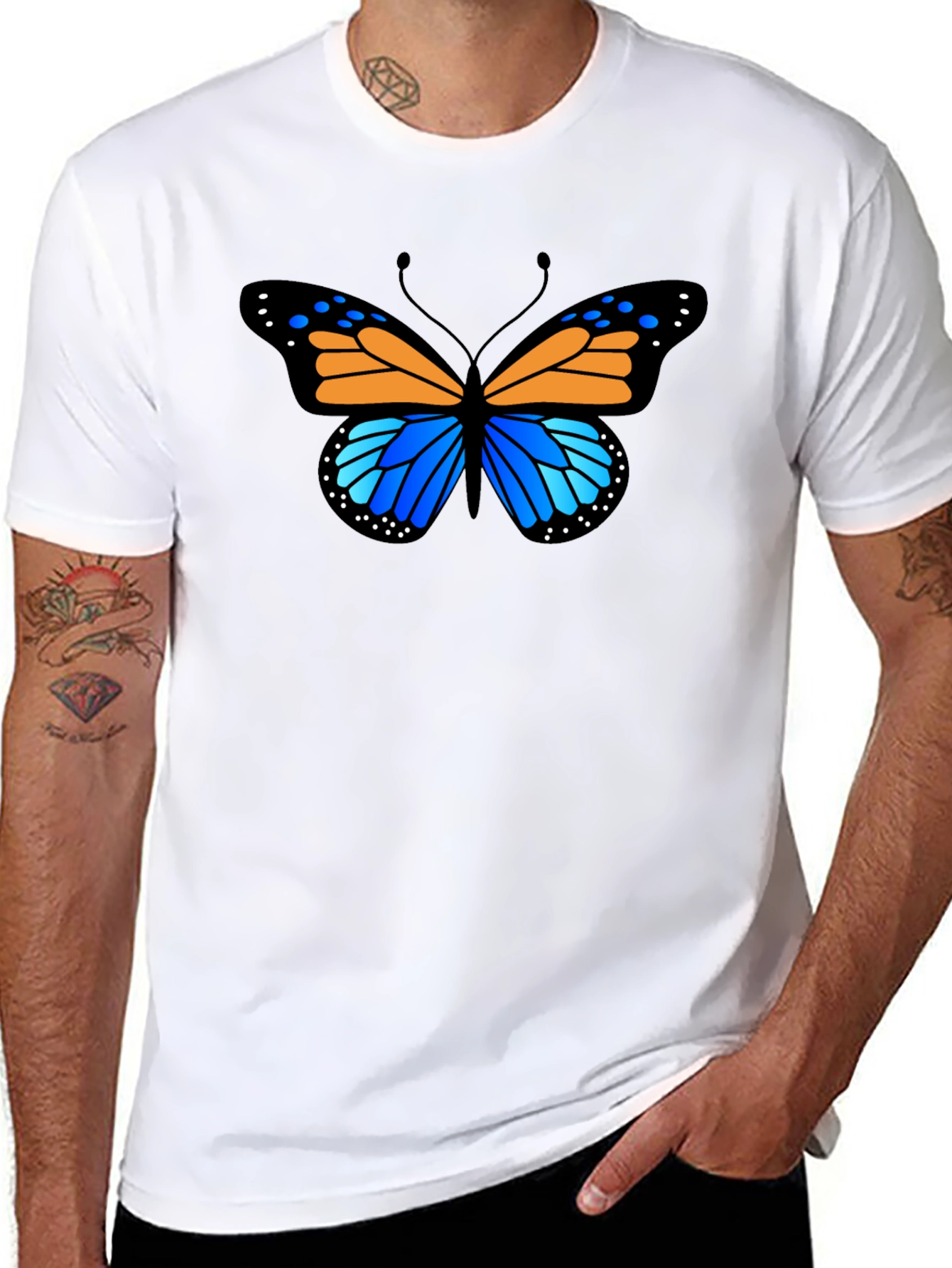 Butterfly Graphic Tee - Stylish Black T-Shirt