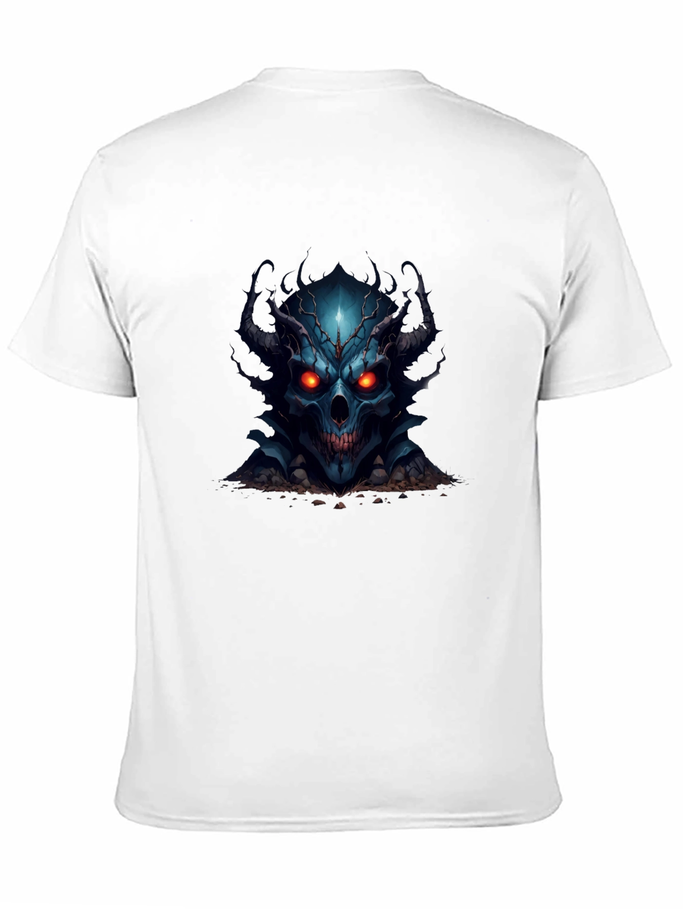 Demon Skull Graphic Print Black T-Shirt