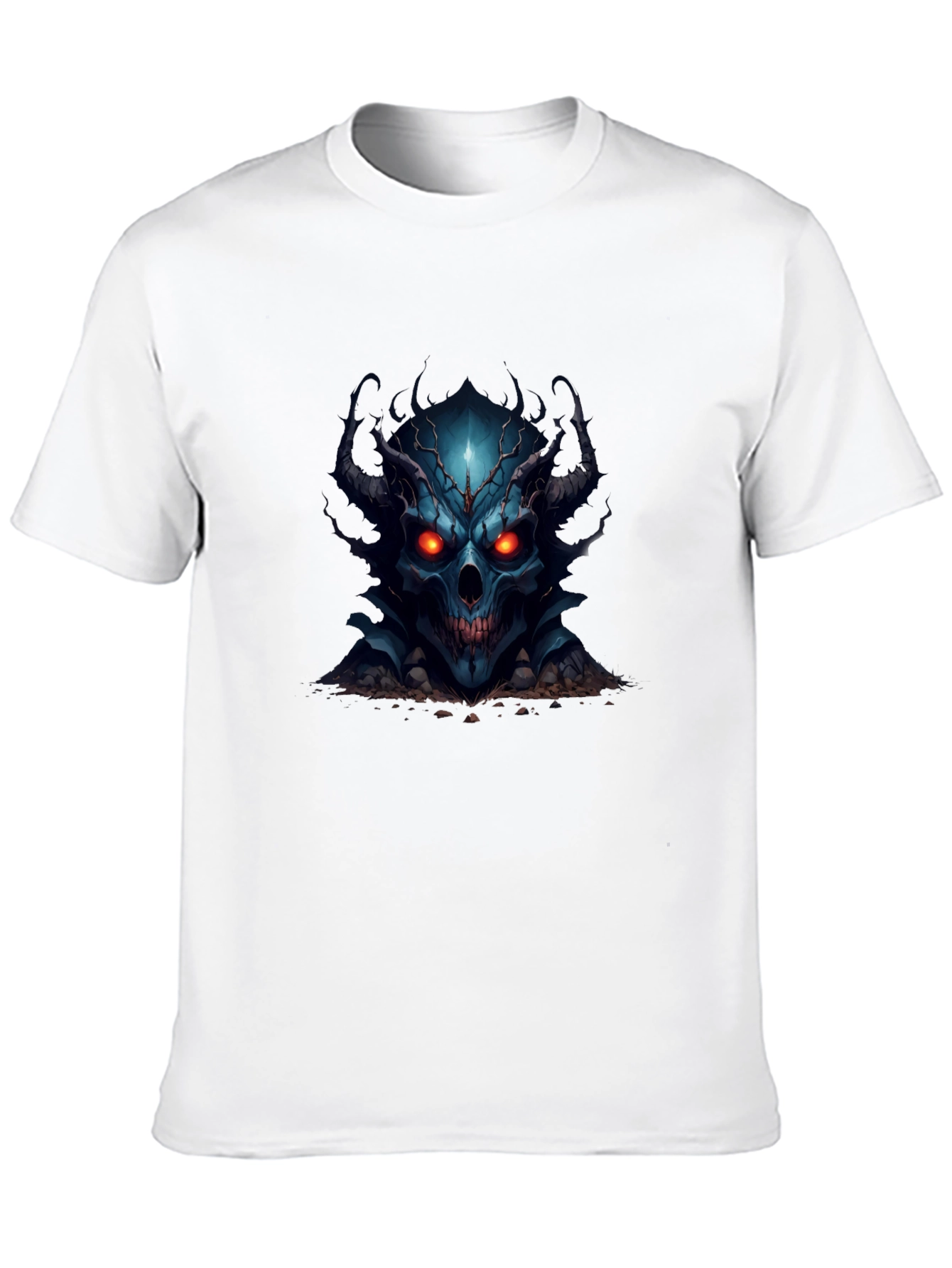 Demon Skull Graphic Print Black T-Shirt