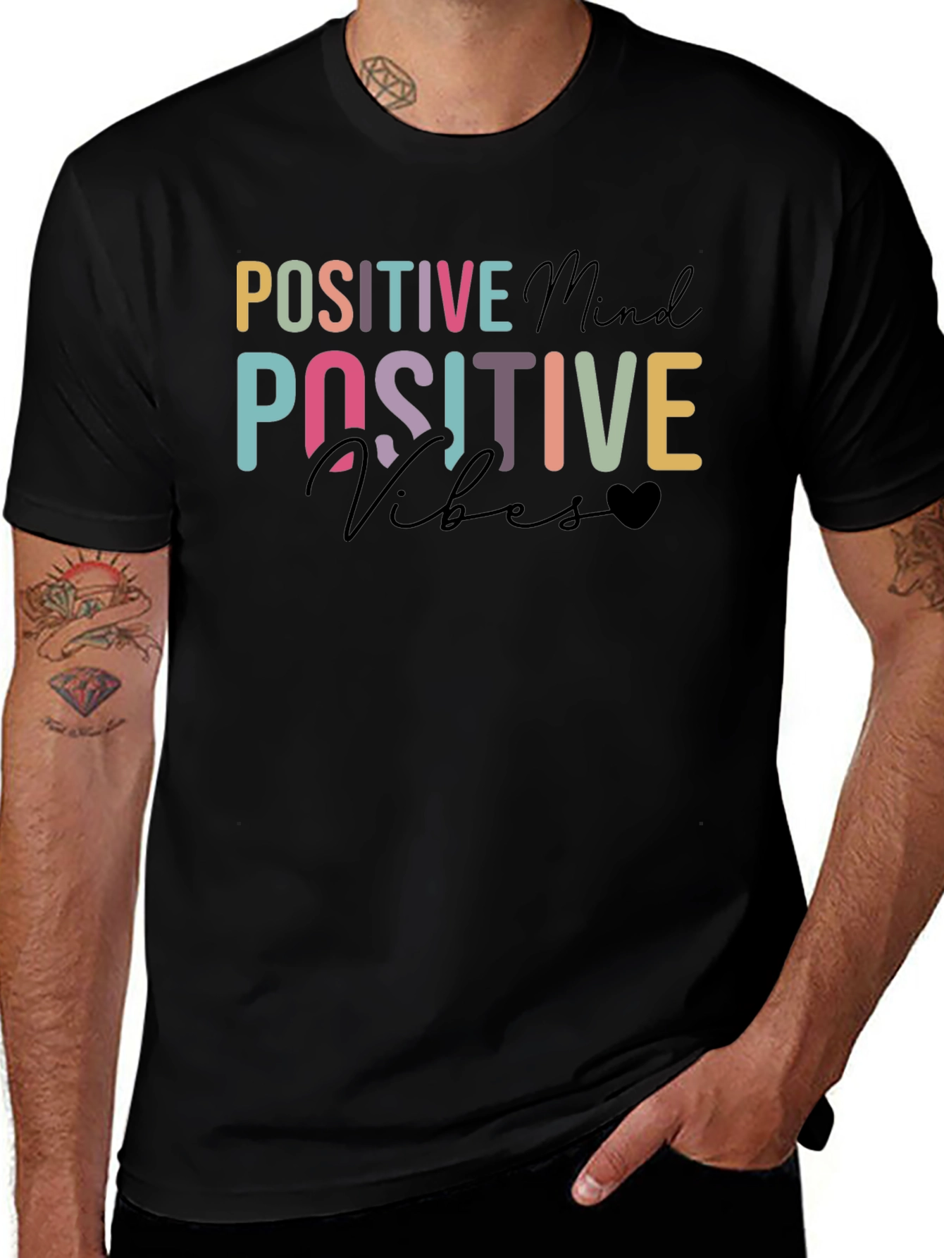 Positive Mind Positive Vibes Black T-Shirt