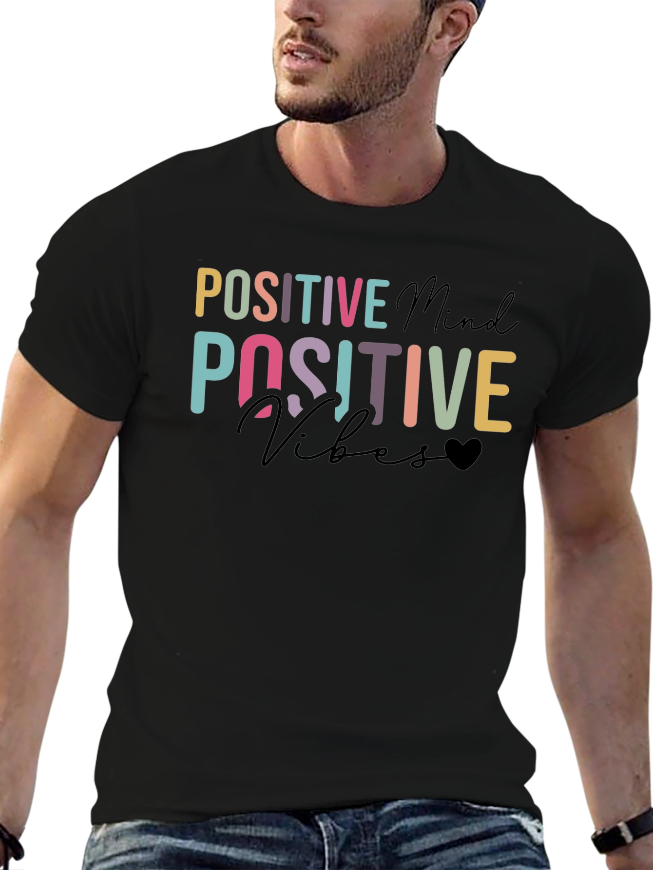 Positive Mind Positive Vibes Black T-Shirt