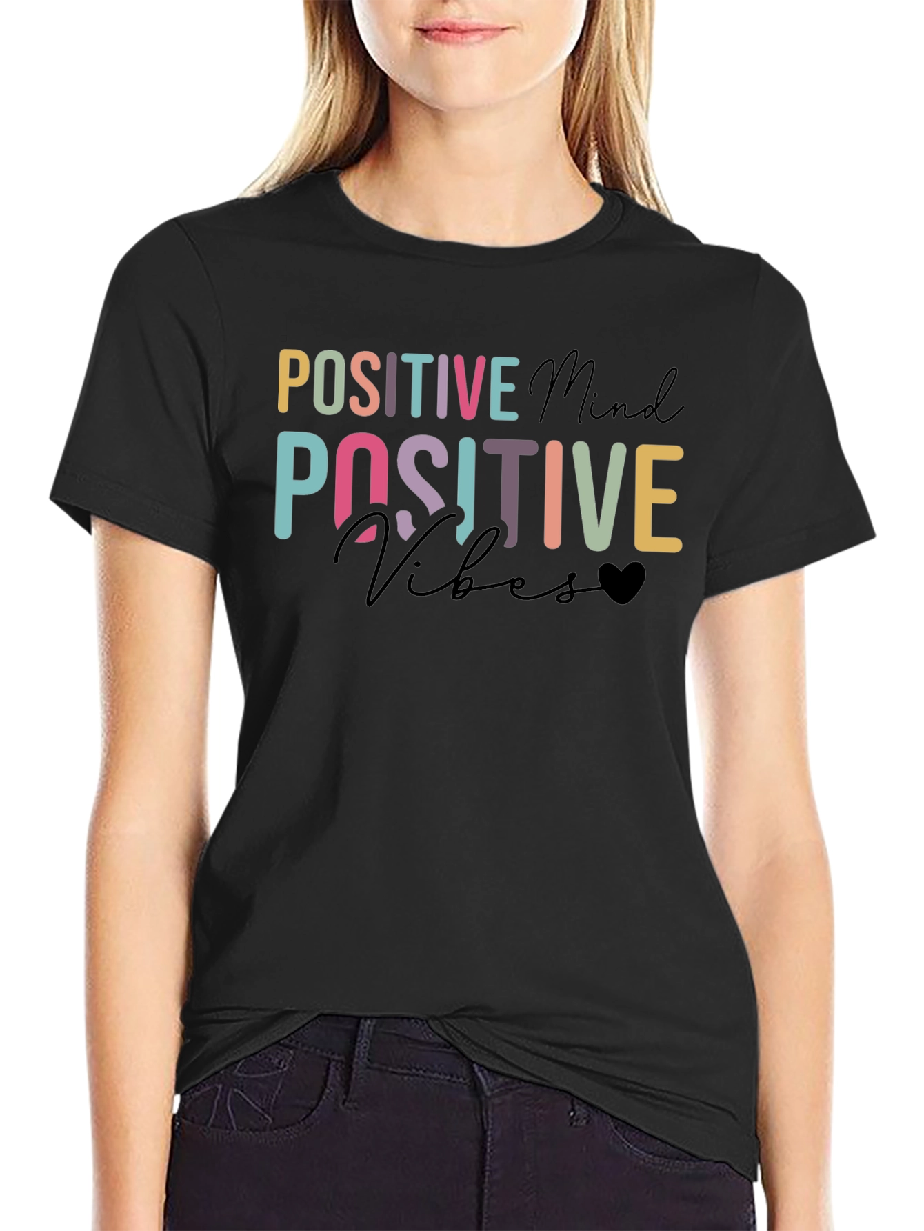 Positive Mind Positive Vibes Black T-Shirt