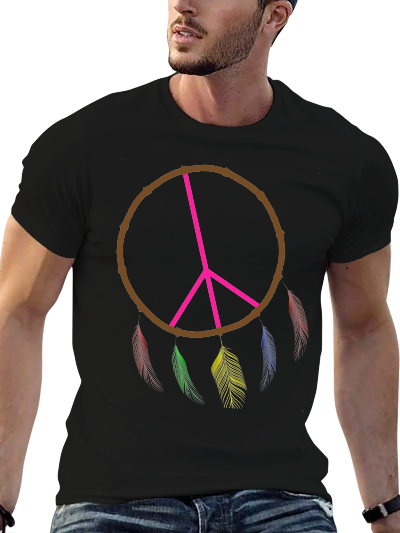 Peace Sign Dreamcatcher T-Shirt - Black