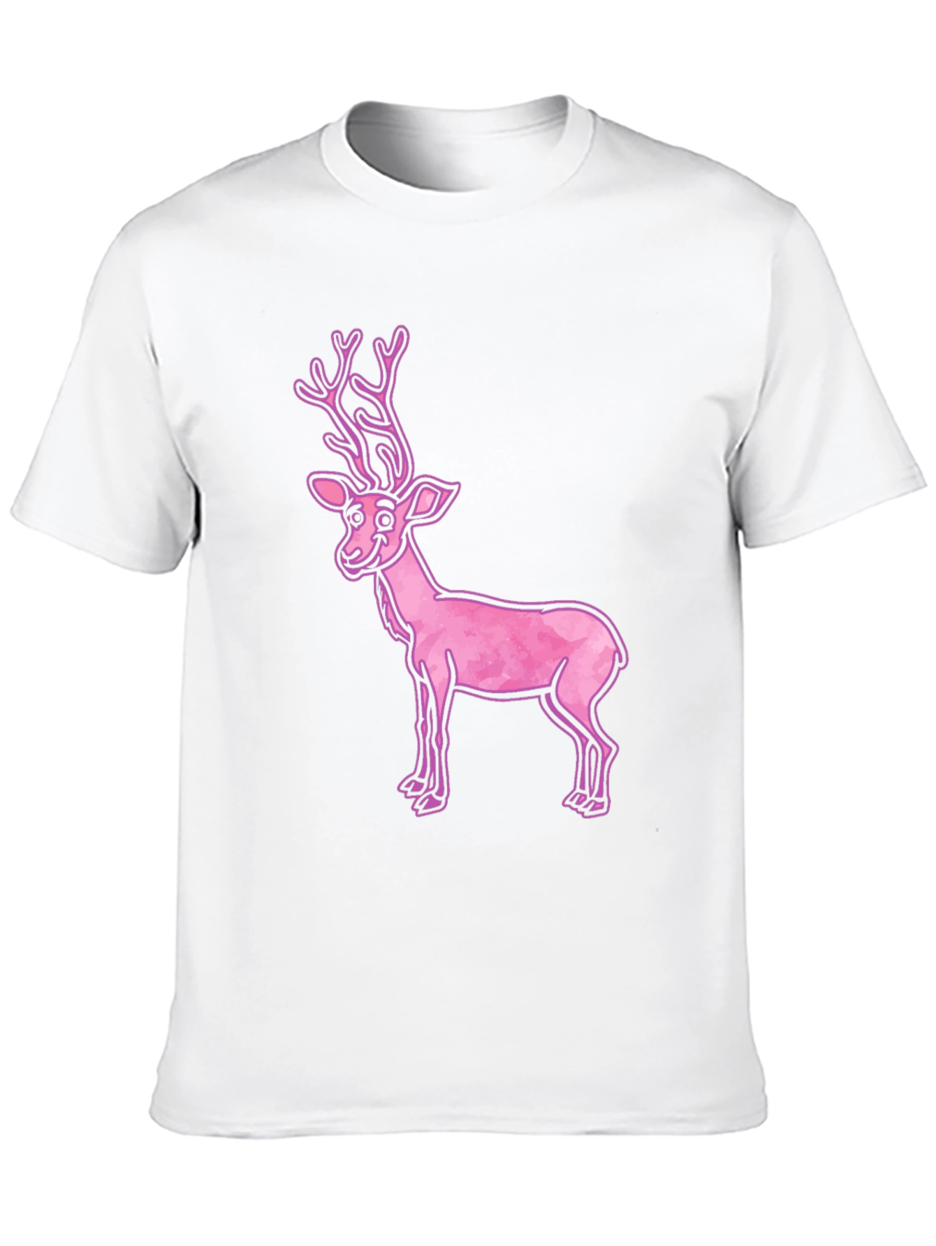 Pink Reindeer Graphic Tee - Casual Black T-Shirt