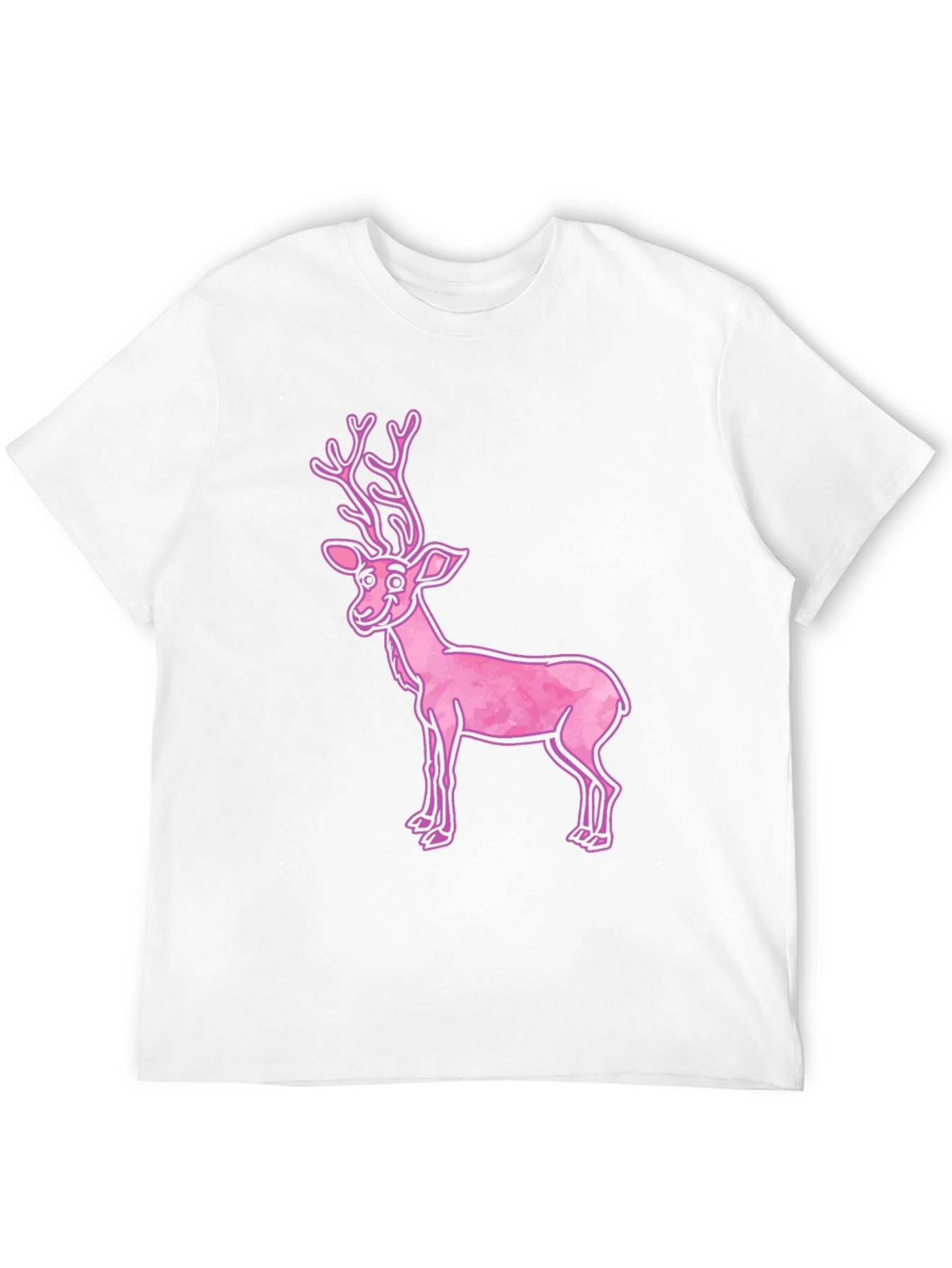 Pink Reindeer Graphic Tee - Casual Black T-Shirt