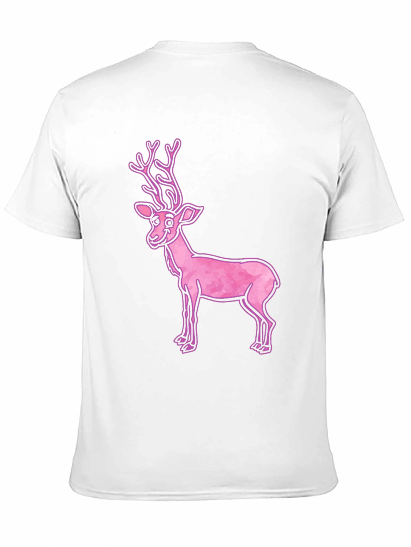Pink Reindeer Graphic Tee - Casual Black T-Shirt