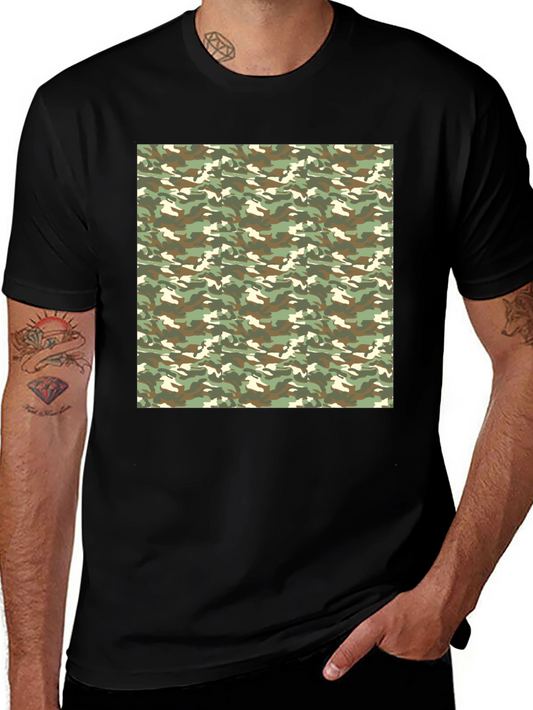 Camouflage Print Black T-Shirt