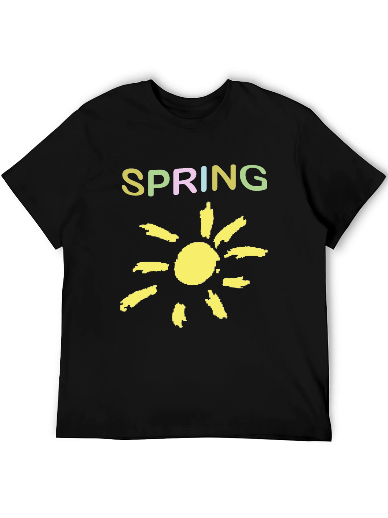 Spring Sunshine Graphic Tee - Soft Black Cotton Shirt