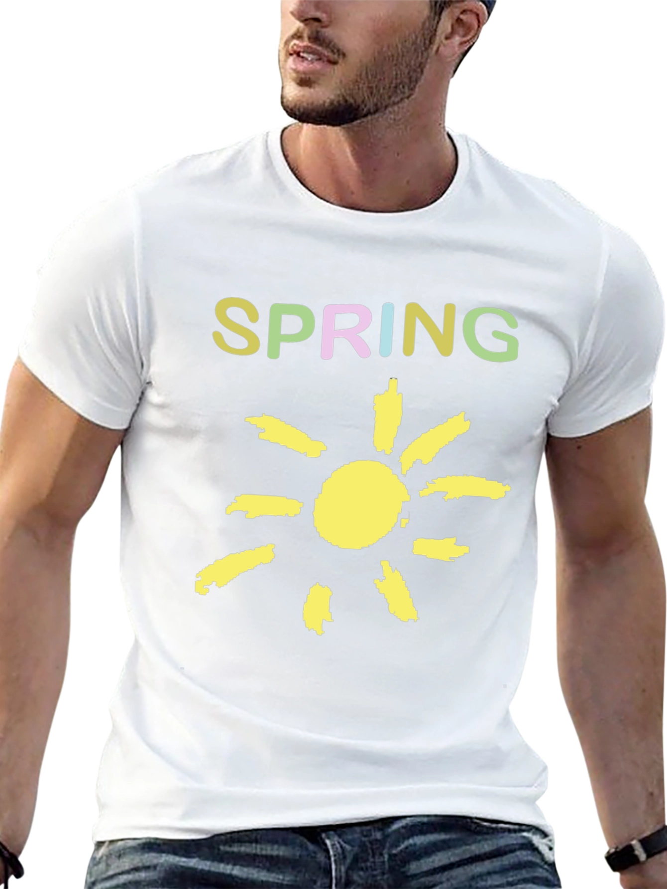 Spring Sunshine Graphic Tee - Soft Black Cotton Shirt