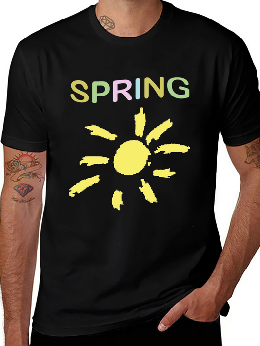 Spring Sunshine Graphic Tee - Soft Black Cotton Shirt