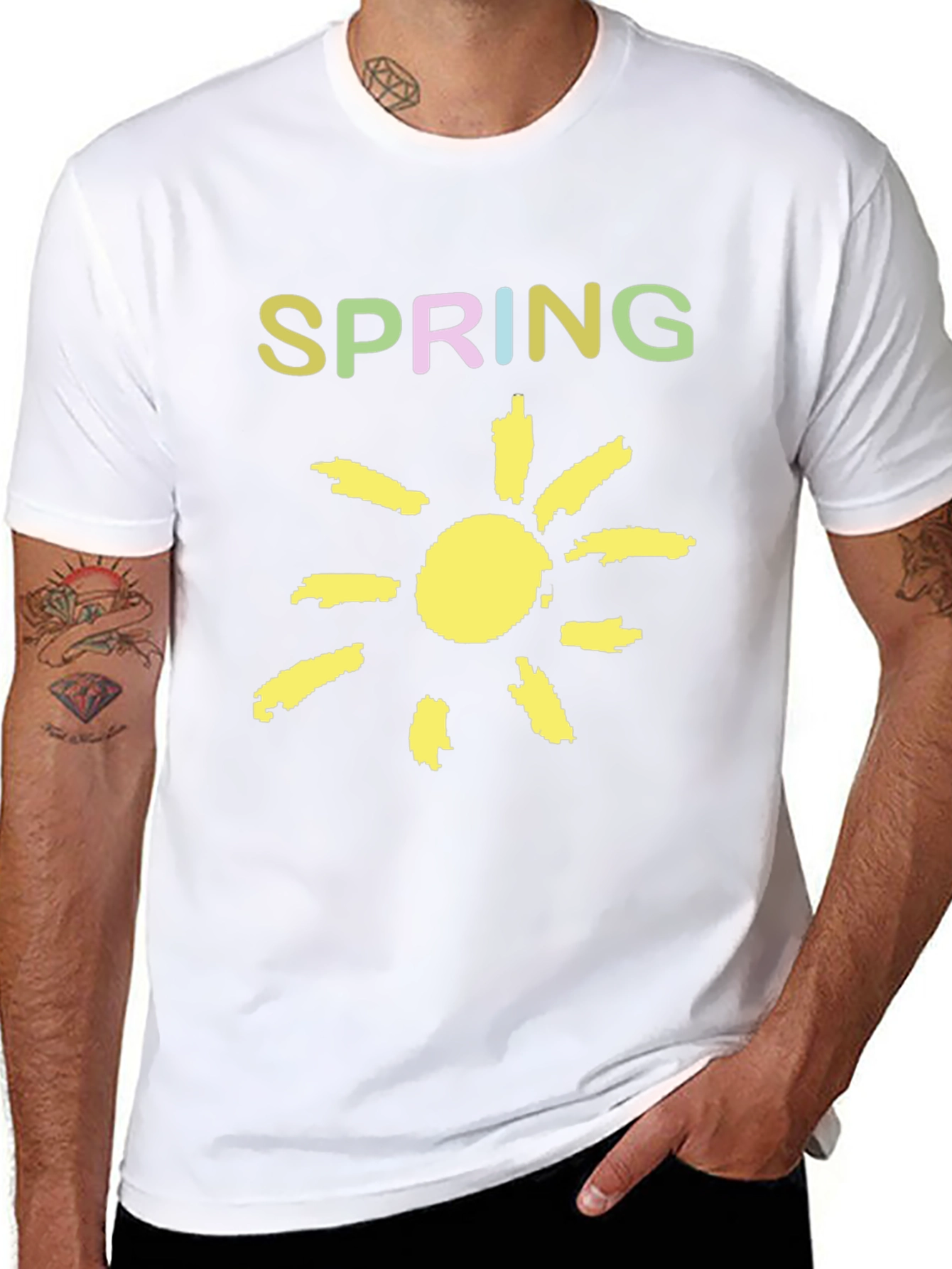 Spring Sunshine Graphic Tee - Soft Black Cotton Shirt